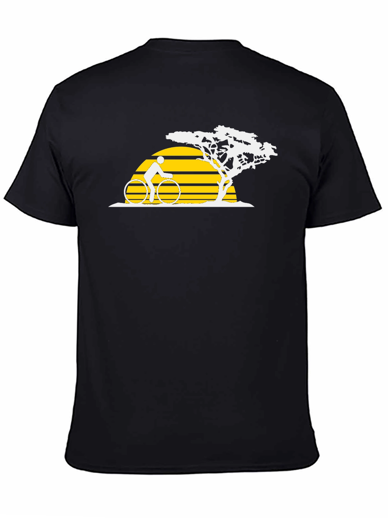 Black Cyclist Sunset Graphic Tee - Black Cotton T-Shirt view 4