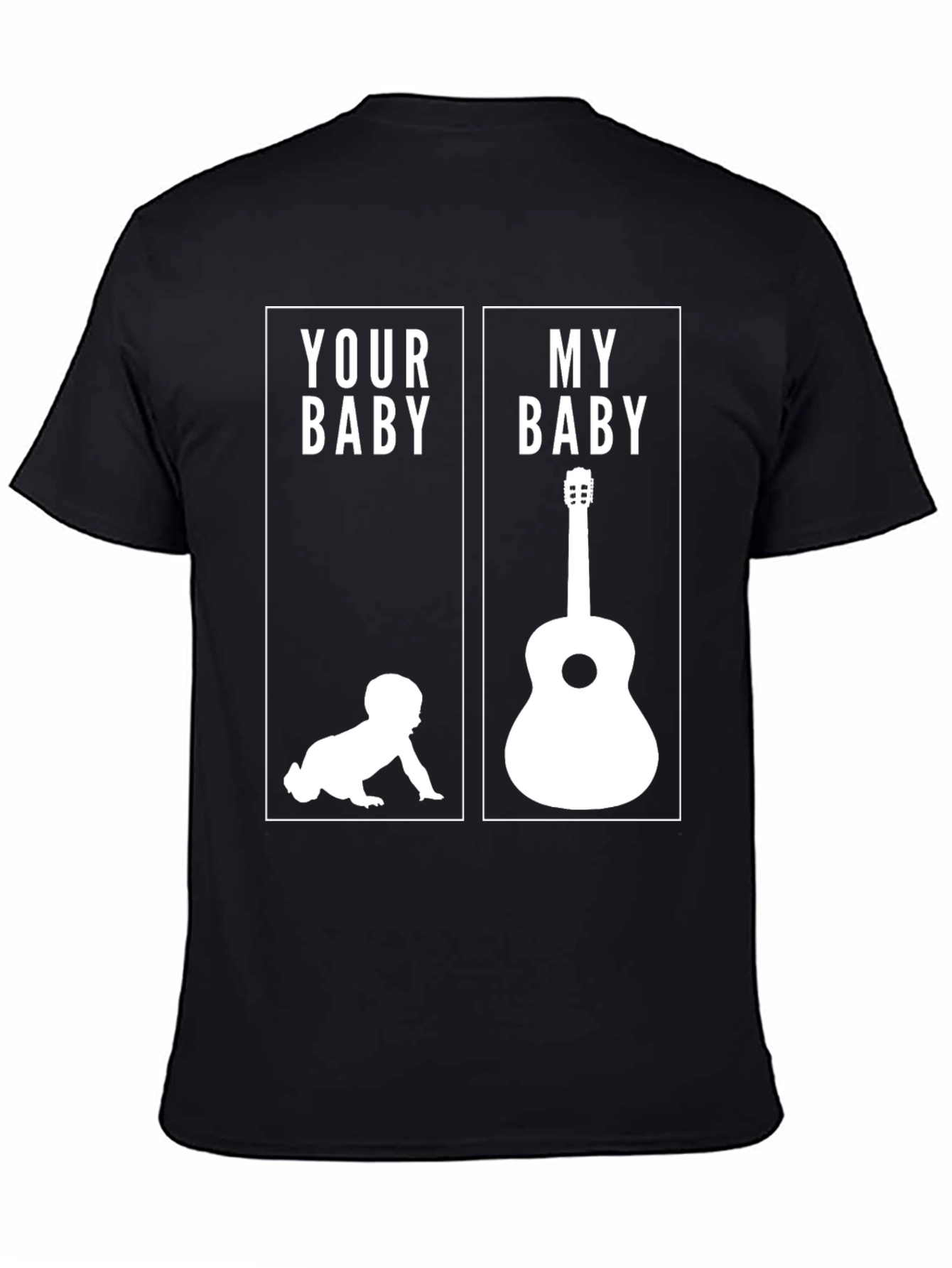 Black Funny Your Baby My Baby Guitar T-Shirt view 4