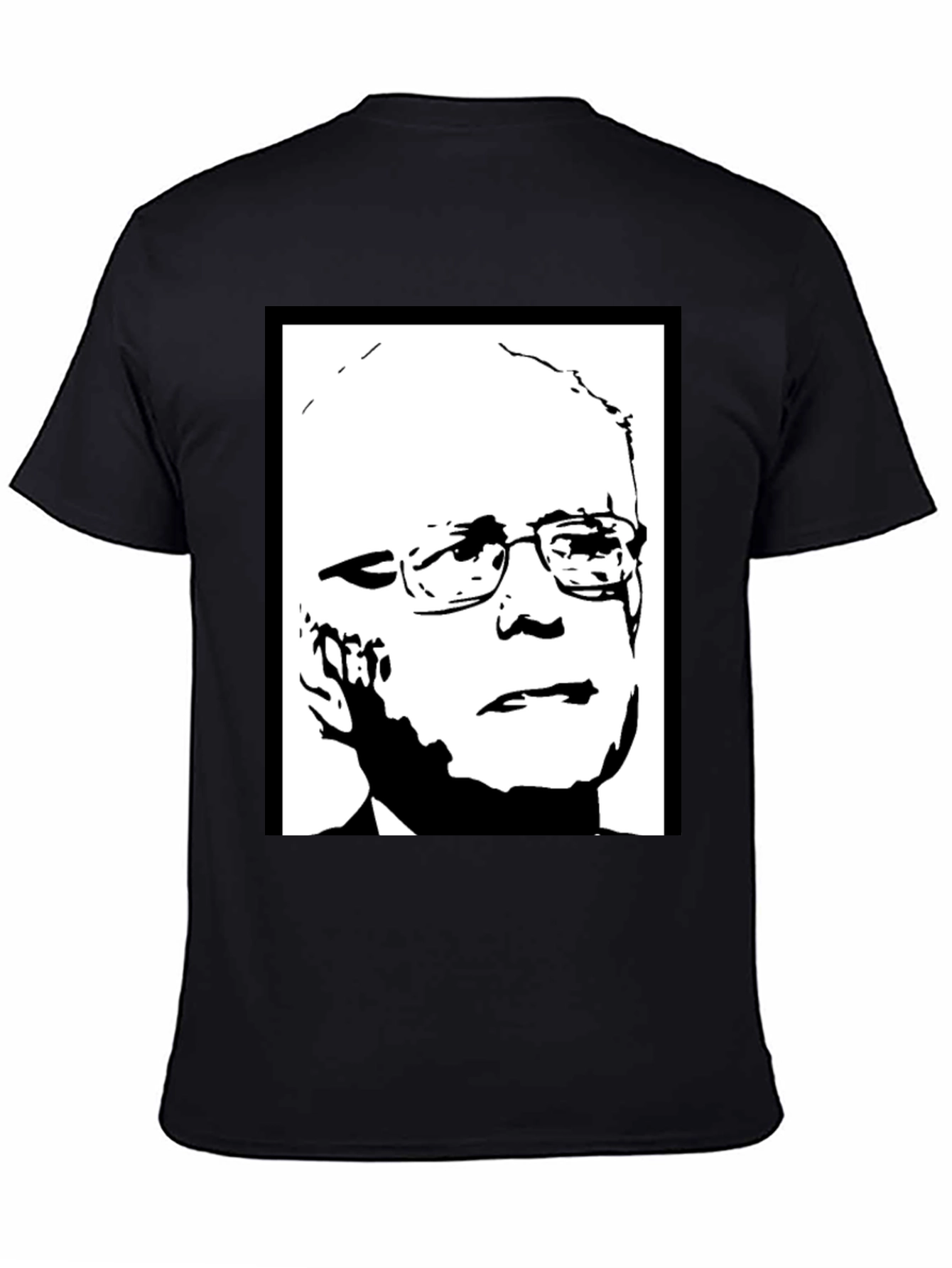 Black Political Graphic Tee - Bernie Sanders Portrait Shirt view 4
