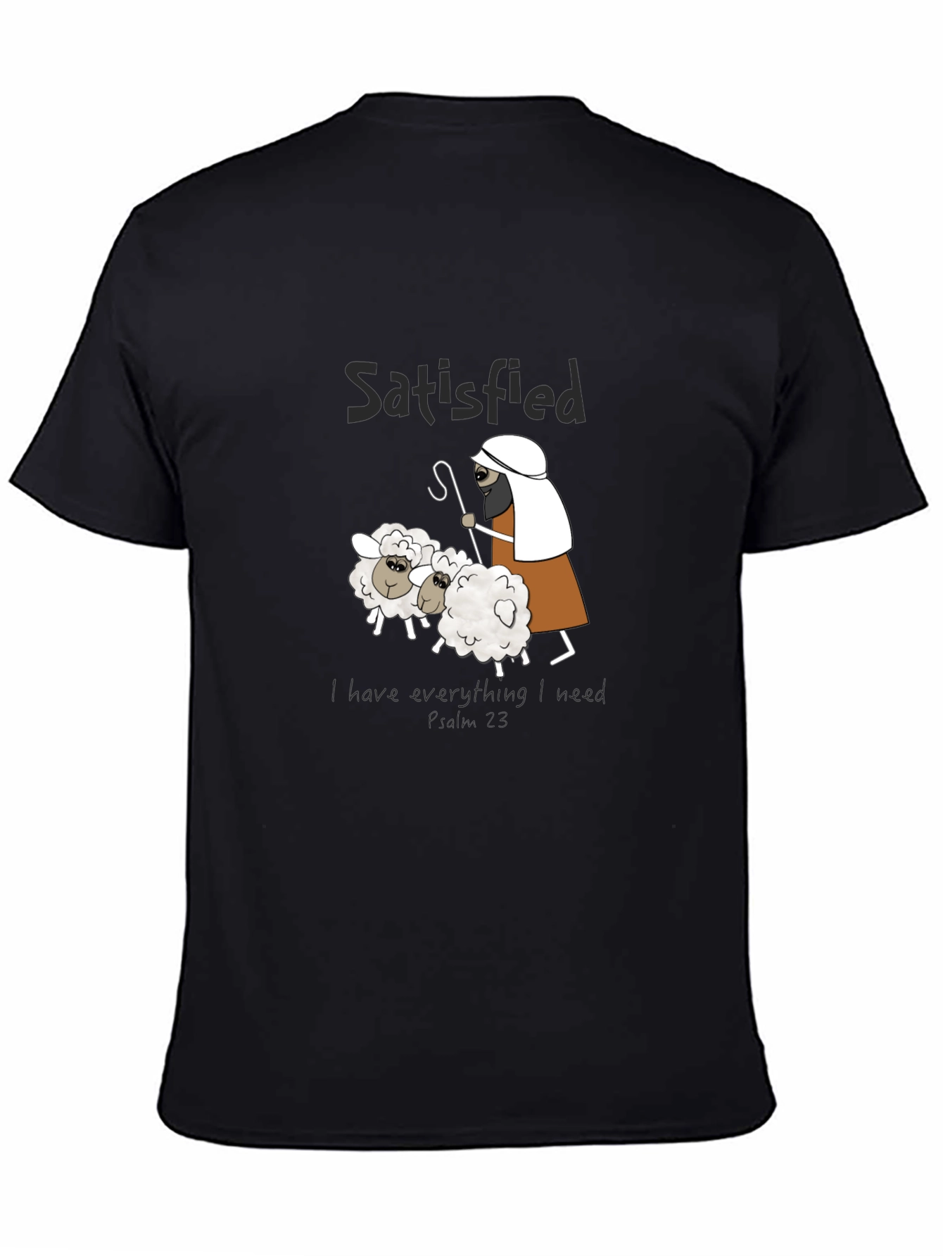 Black Satisfied Shepherd & Sheep Black T-Shirt view 4