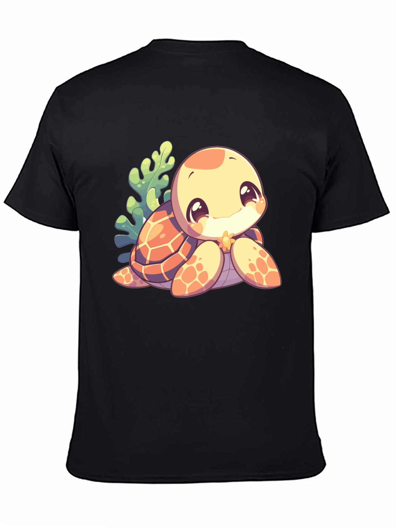 Black Cute Turtle Graphic Tee - Black view 4