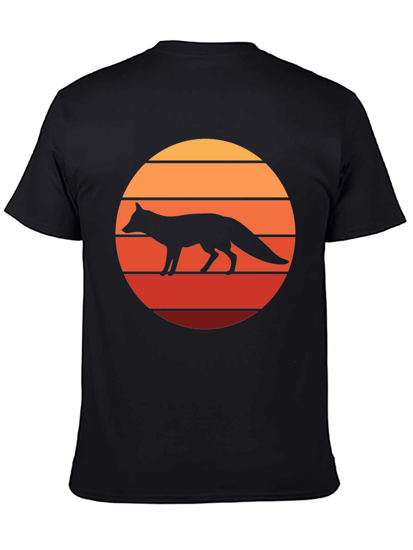 Black Retro Fox Sunset Graphic Tee view 4