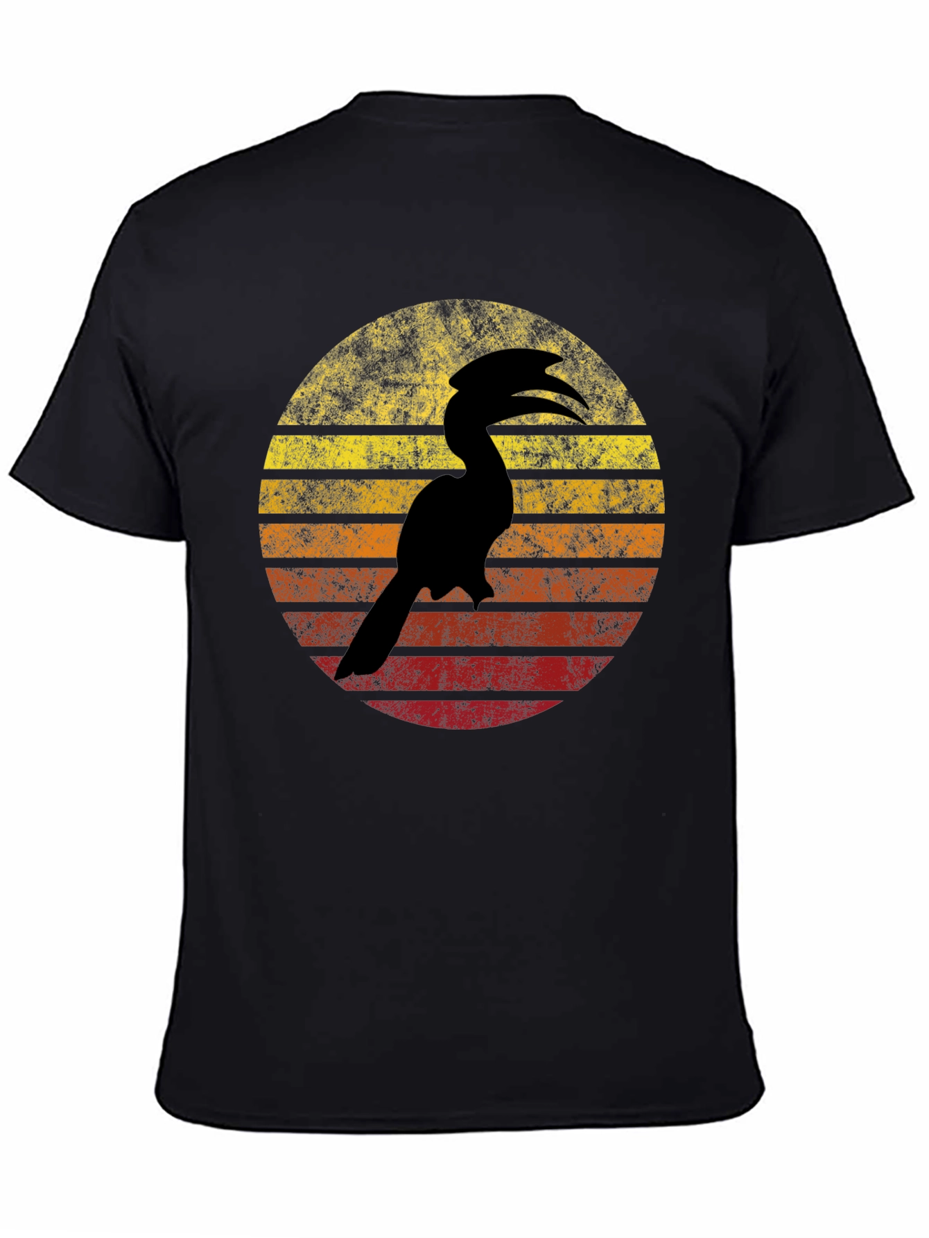 Black Vintage Hornbill Sunset Graphic Tee view 4