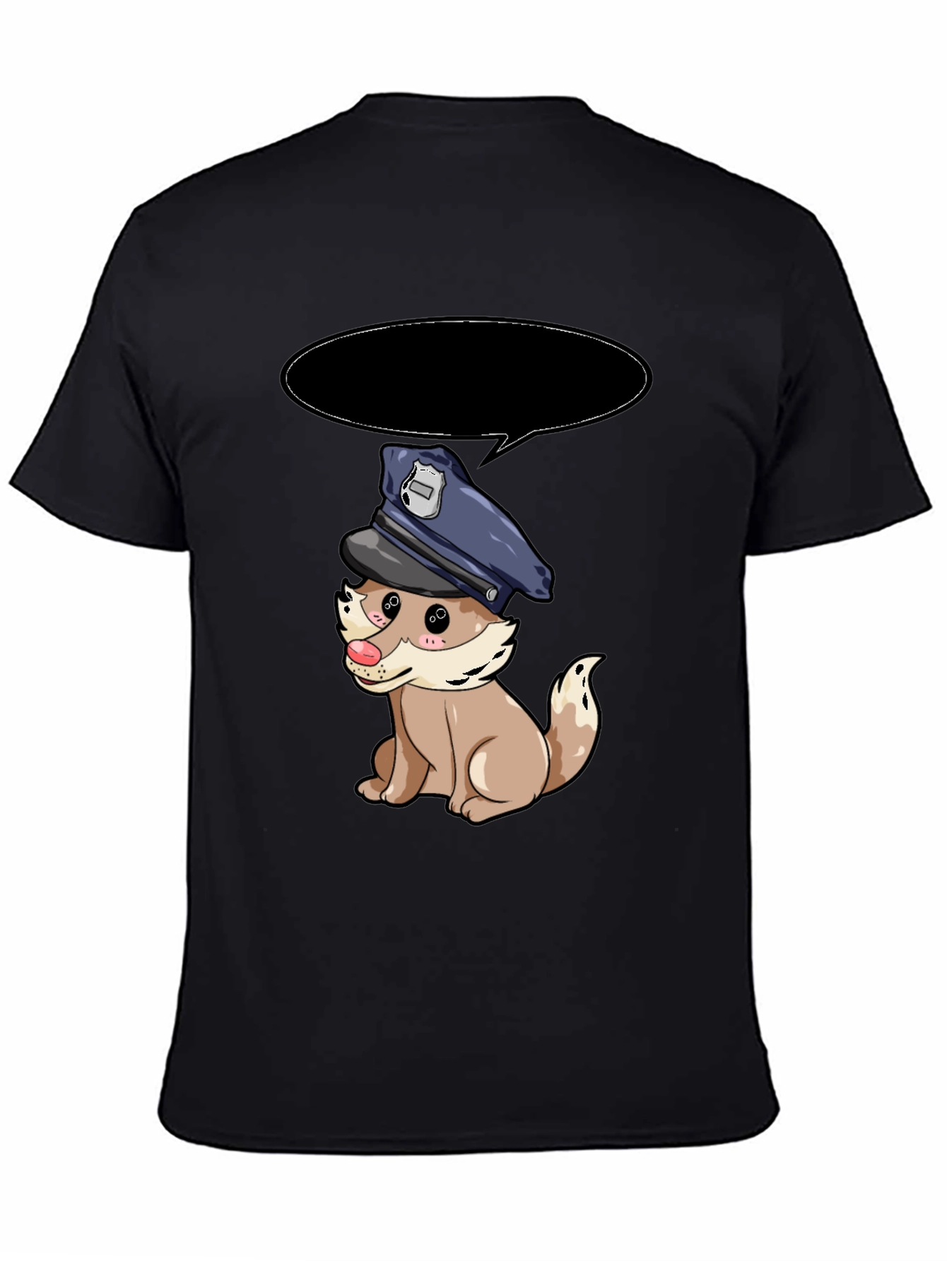 Black Cartoon Dog Police T-Shirt view 4