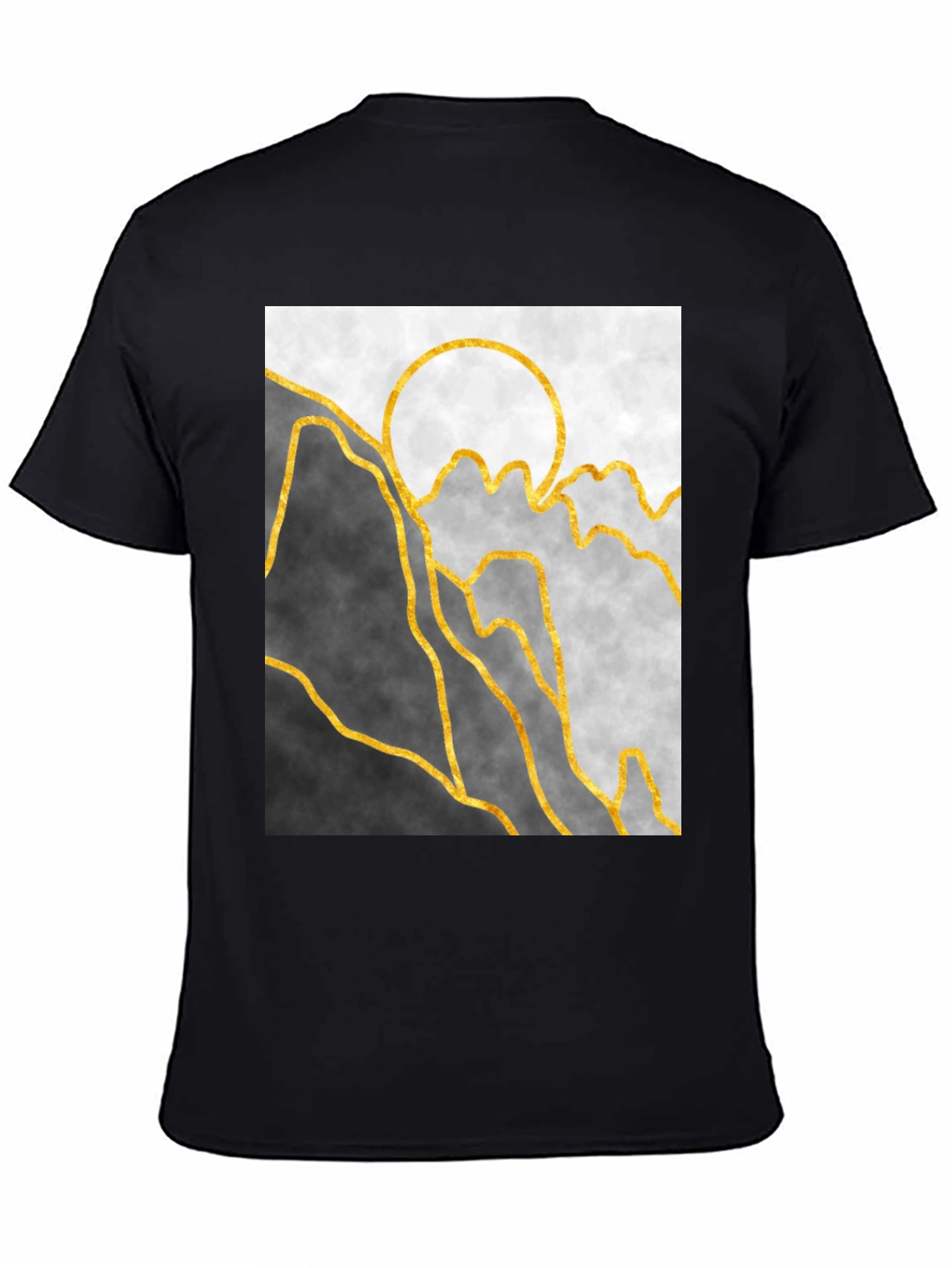 Black Abstract Mountain & Sun Graphic Tee view 4