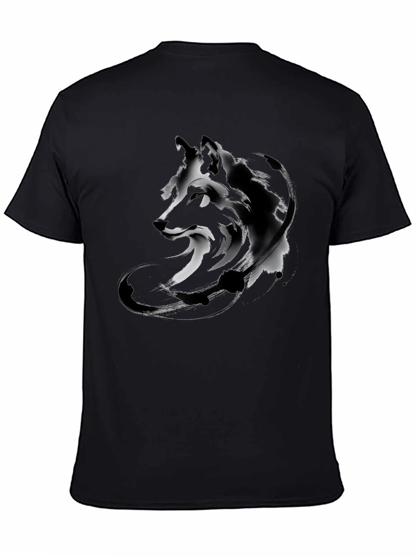 Black Abstract Wolf Graphic Tee - Black view 4