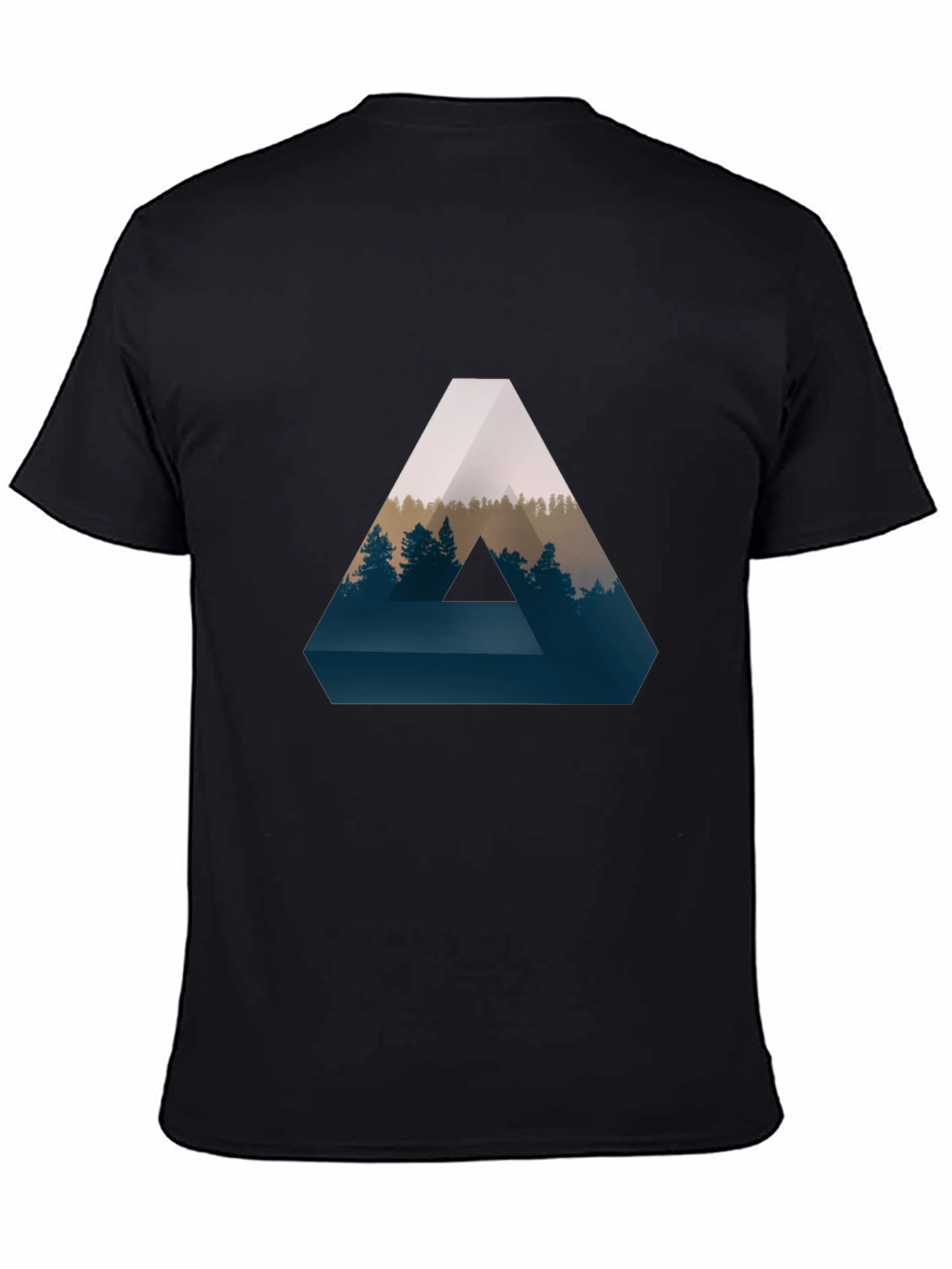 Black Geometric Forest Print T-Shirt - Stylish and Unique view 4