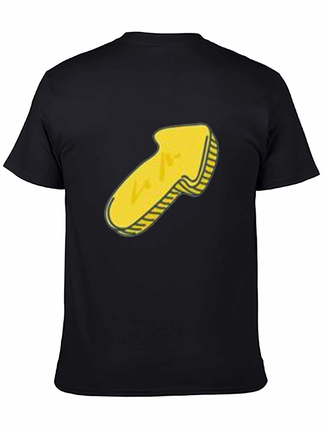 Black Men's Black T-Shirt with Yellow Arrow Graphic view 4