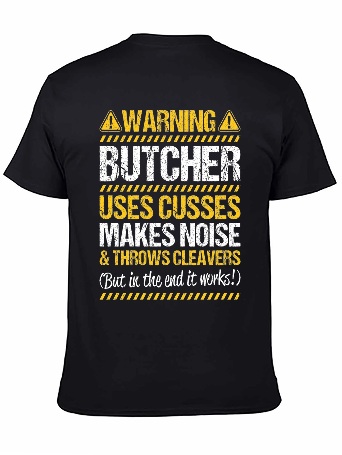 Black Warning Butcher Graphic T-Shirt - Funny Meat Cutter Tee view 4