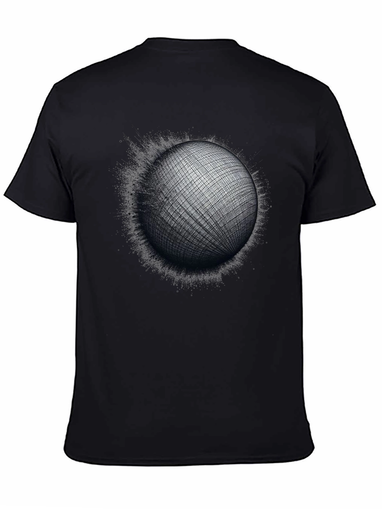 Black Abstract Sphere Graphic Tee - Modern Artistic T-Shirt view 4