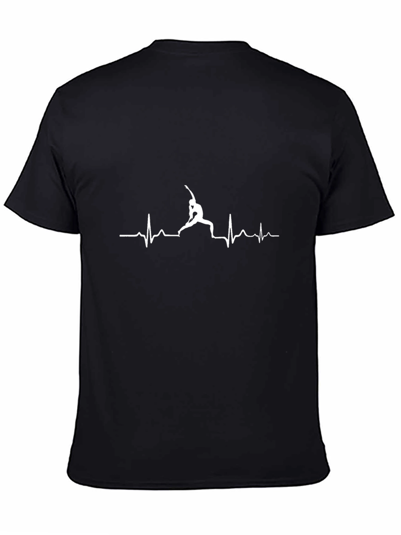 Black Yoga Heartbeat T-Shirt - Black Cotton view 4