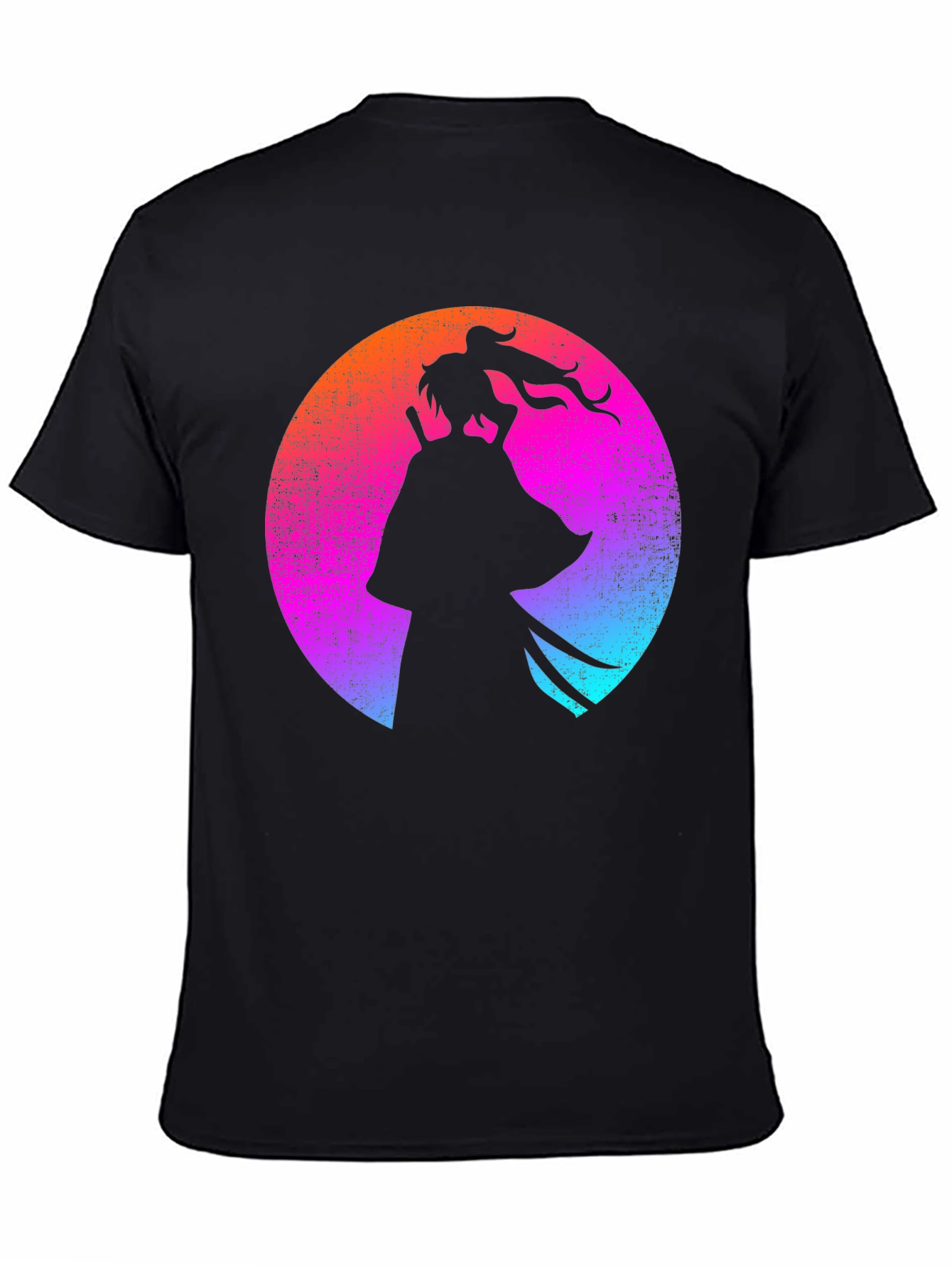 Black Samurai Silhouette T-Shirt - Retro Style view 4