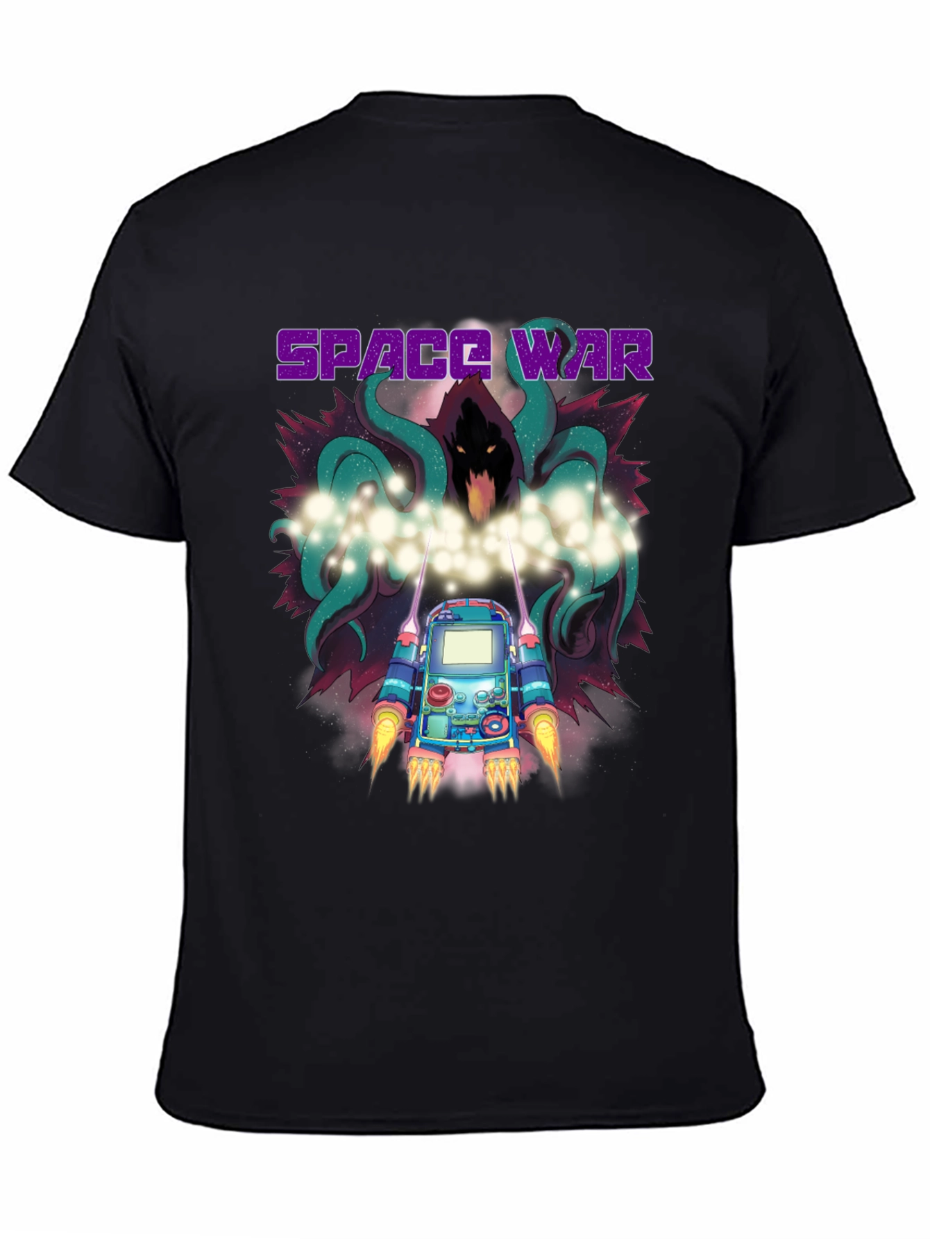 Black Space War Graphic Print Black T-Shirt view 4