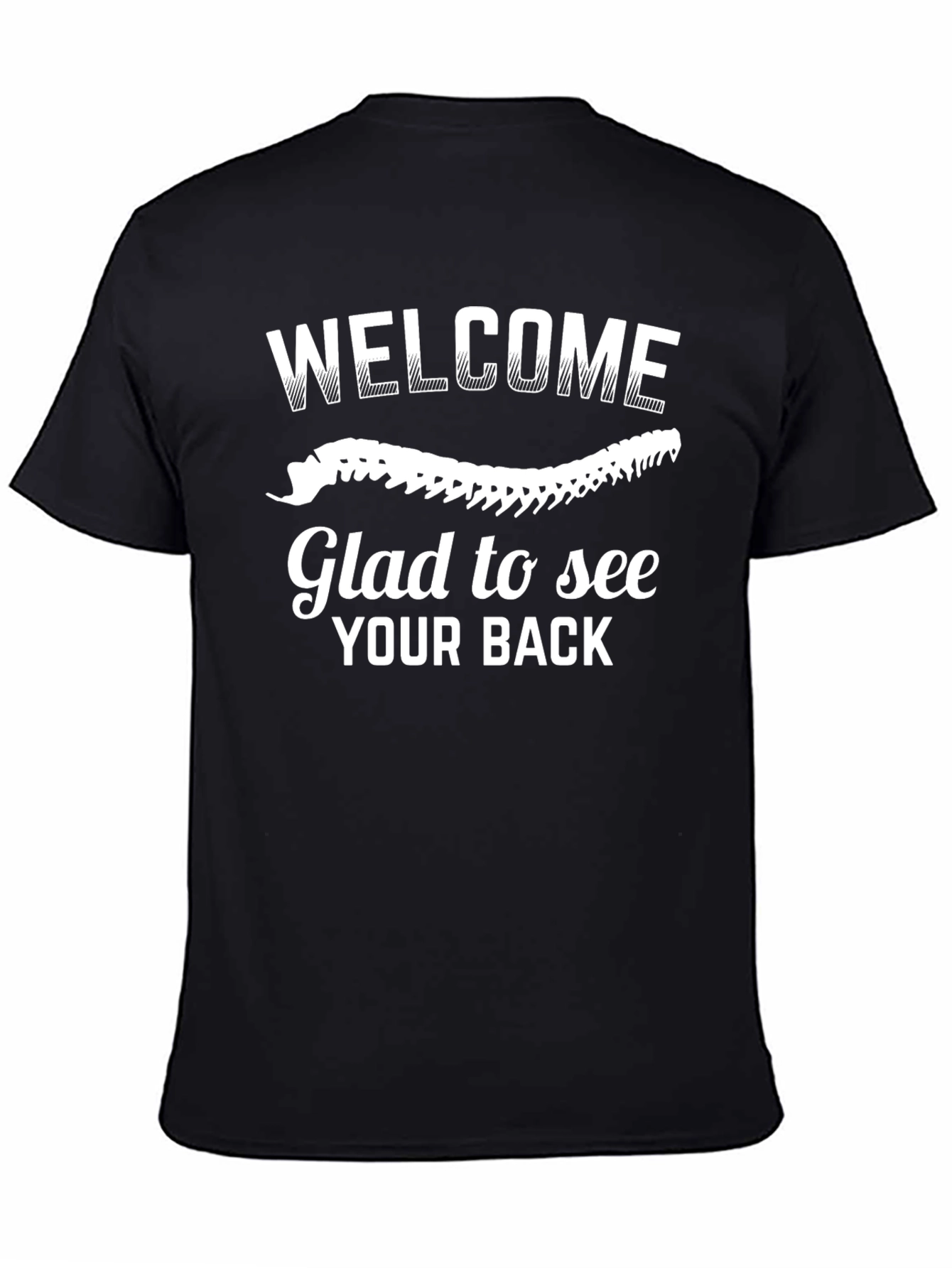 Black Welcome Glad to See Your Back Graphic Tee view 4