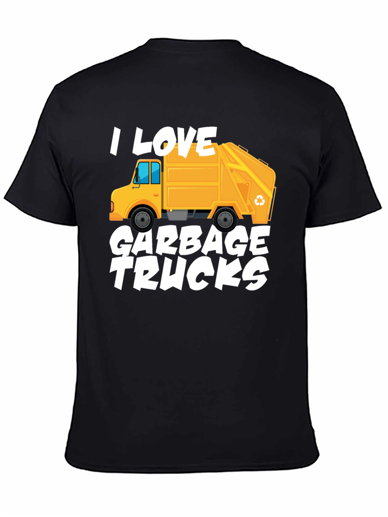 Black I Love Garbage Trucks Graphic T-Shirt view 4