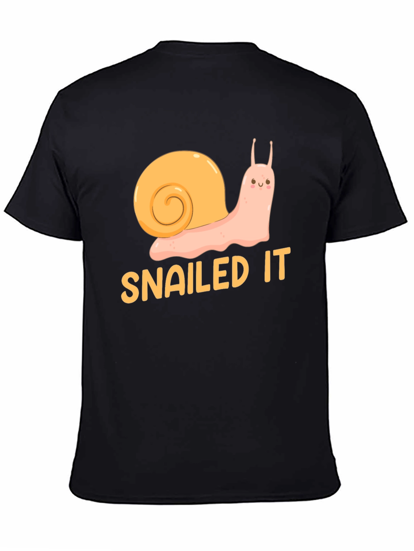 Black Snailed It! Funny Snail Graphic T-Shirt - Black Cotton Tee view 4
