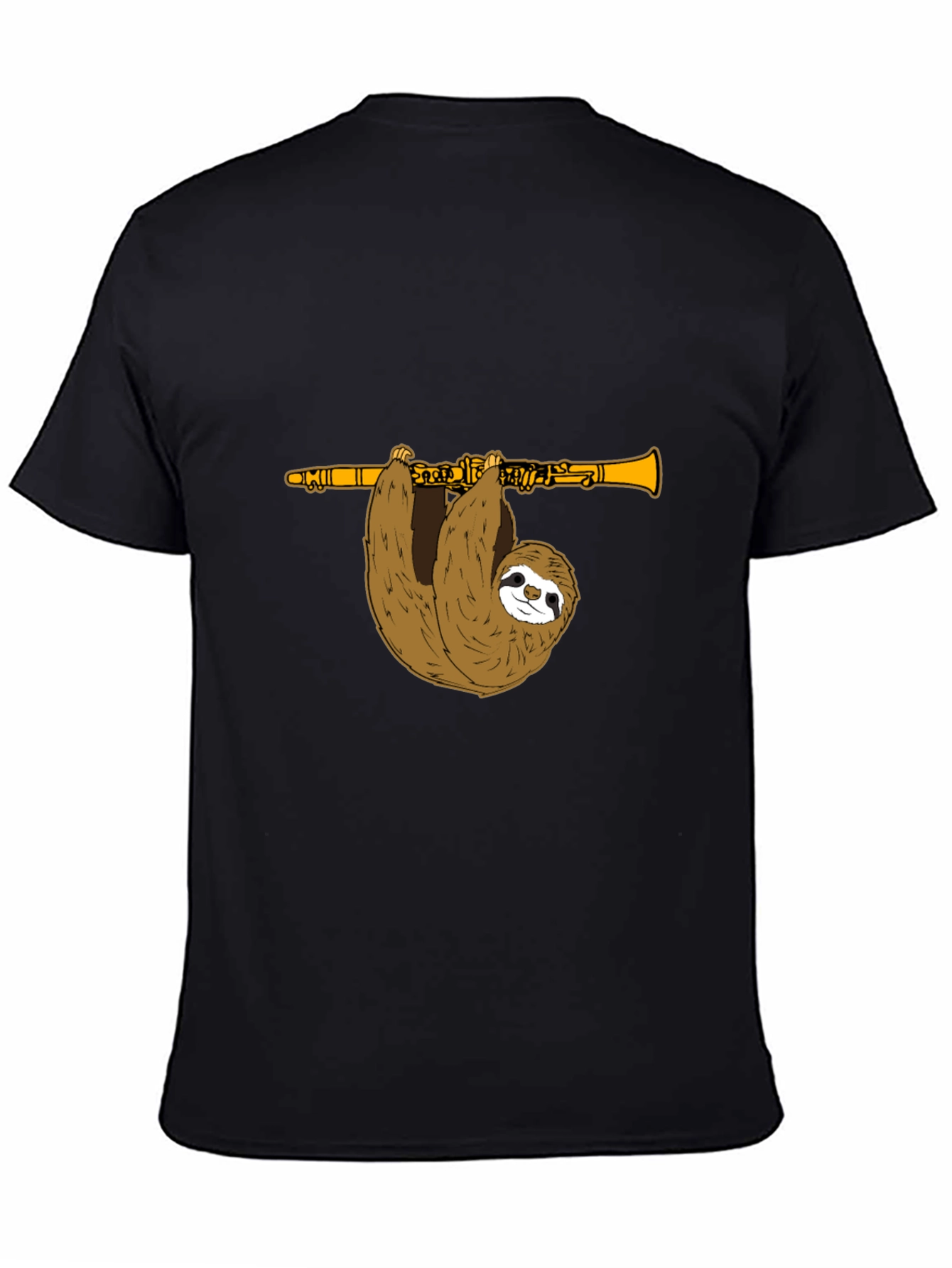 Black Sloth Clarinet T-Shirt - Funny Music Tee view 4