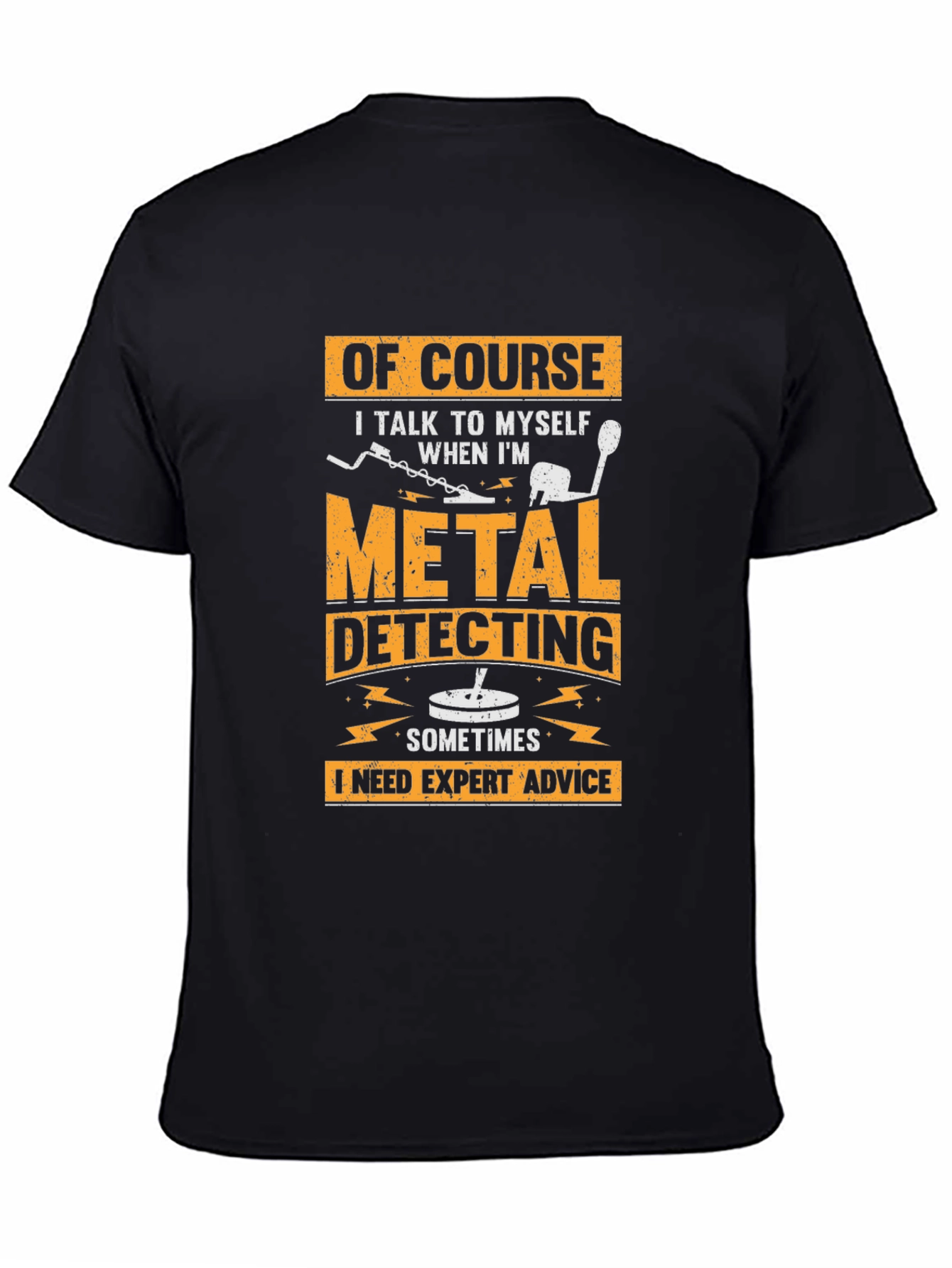 Black Metal Detecting Expert Advice Graphic Tee view 4