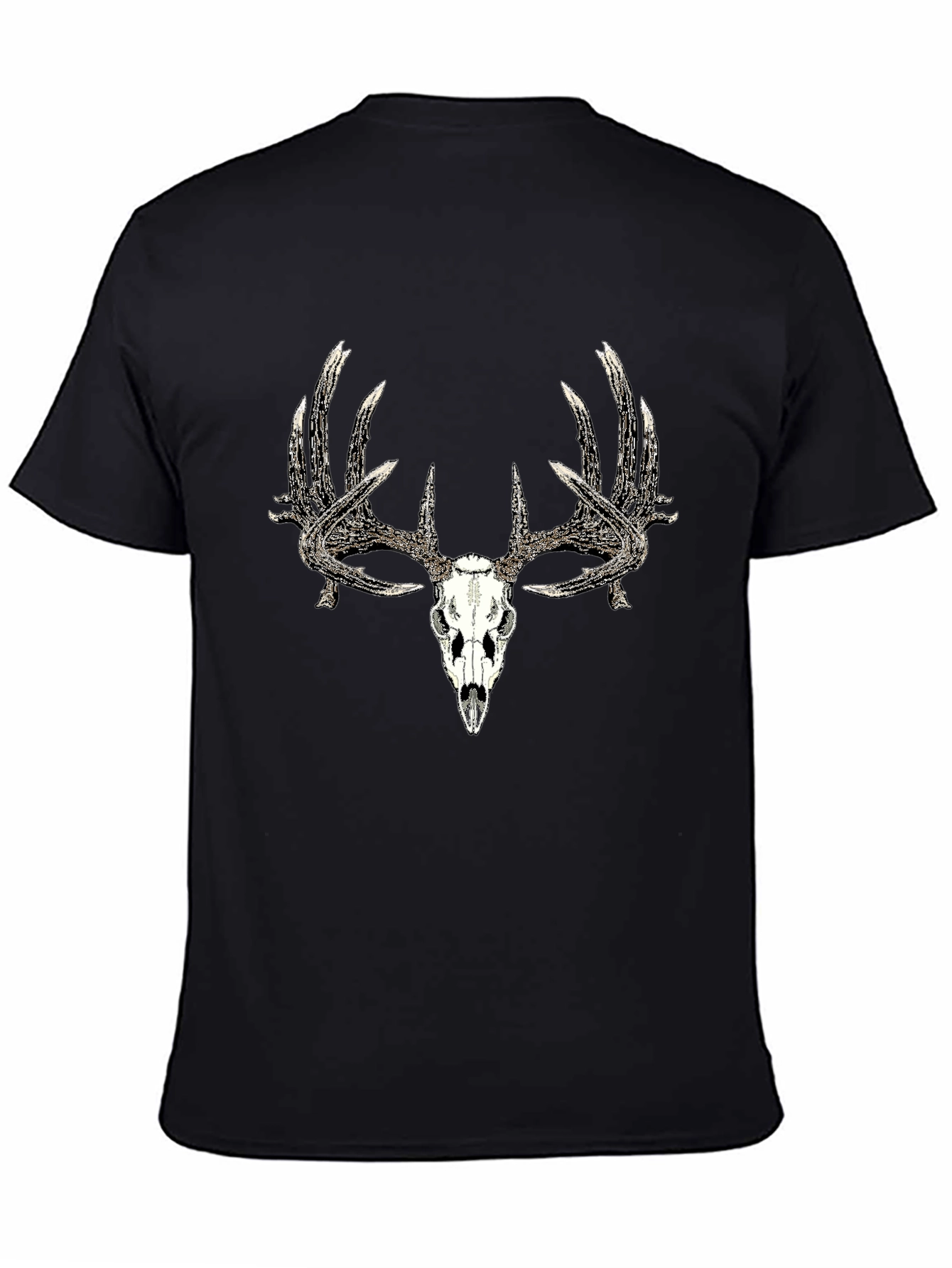 Black Deer Skull Graphic Tee - Black view 4