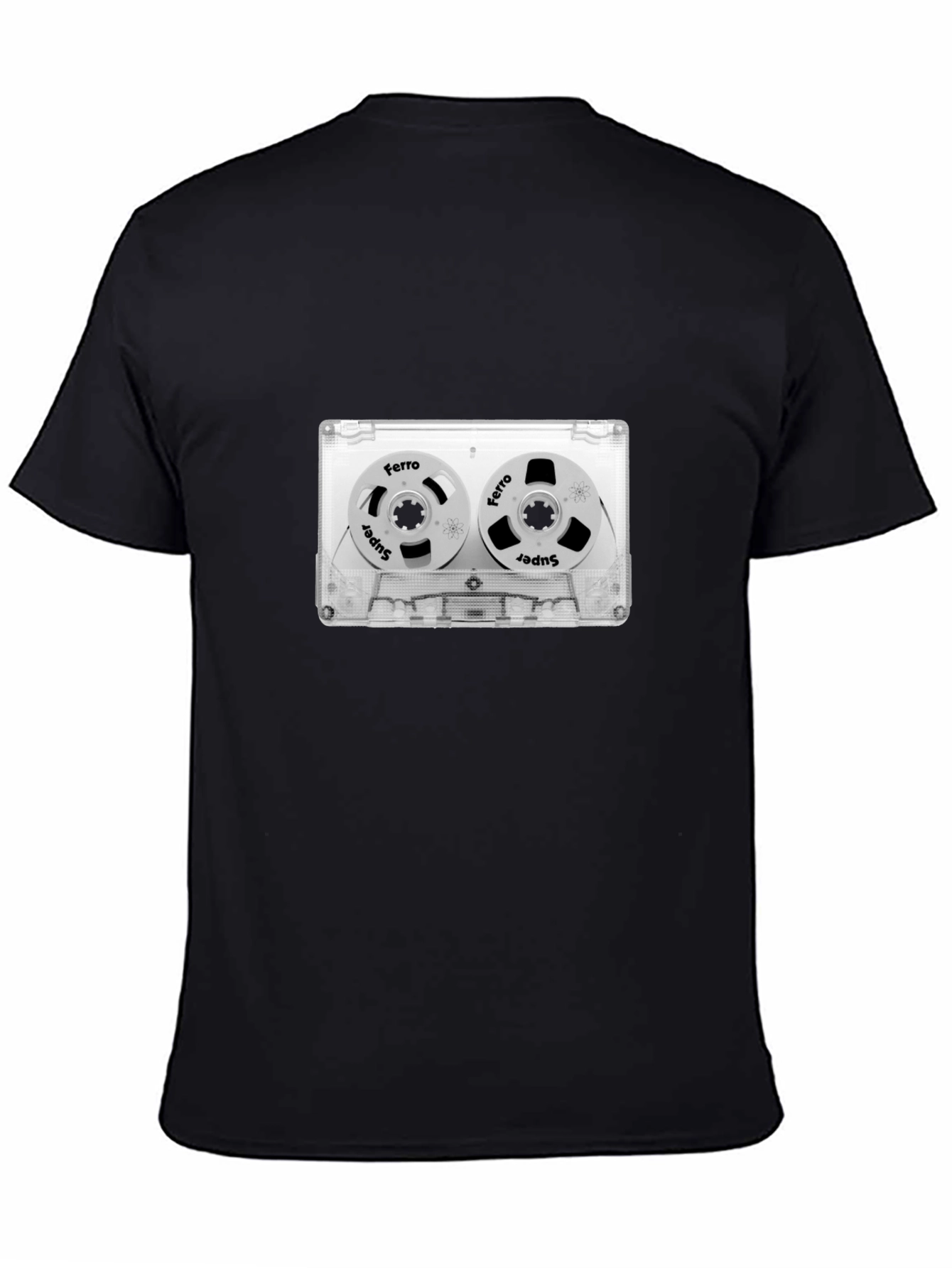 Black Retro Cassette Tape Graphic Tee - Black Unisex T-Shirt view 4