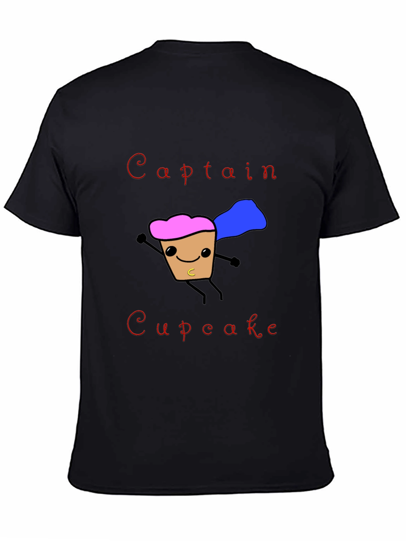 Black Captain Cupcake T-Shirt Funny Hero Graphic Tee view 4