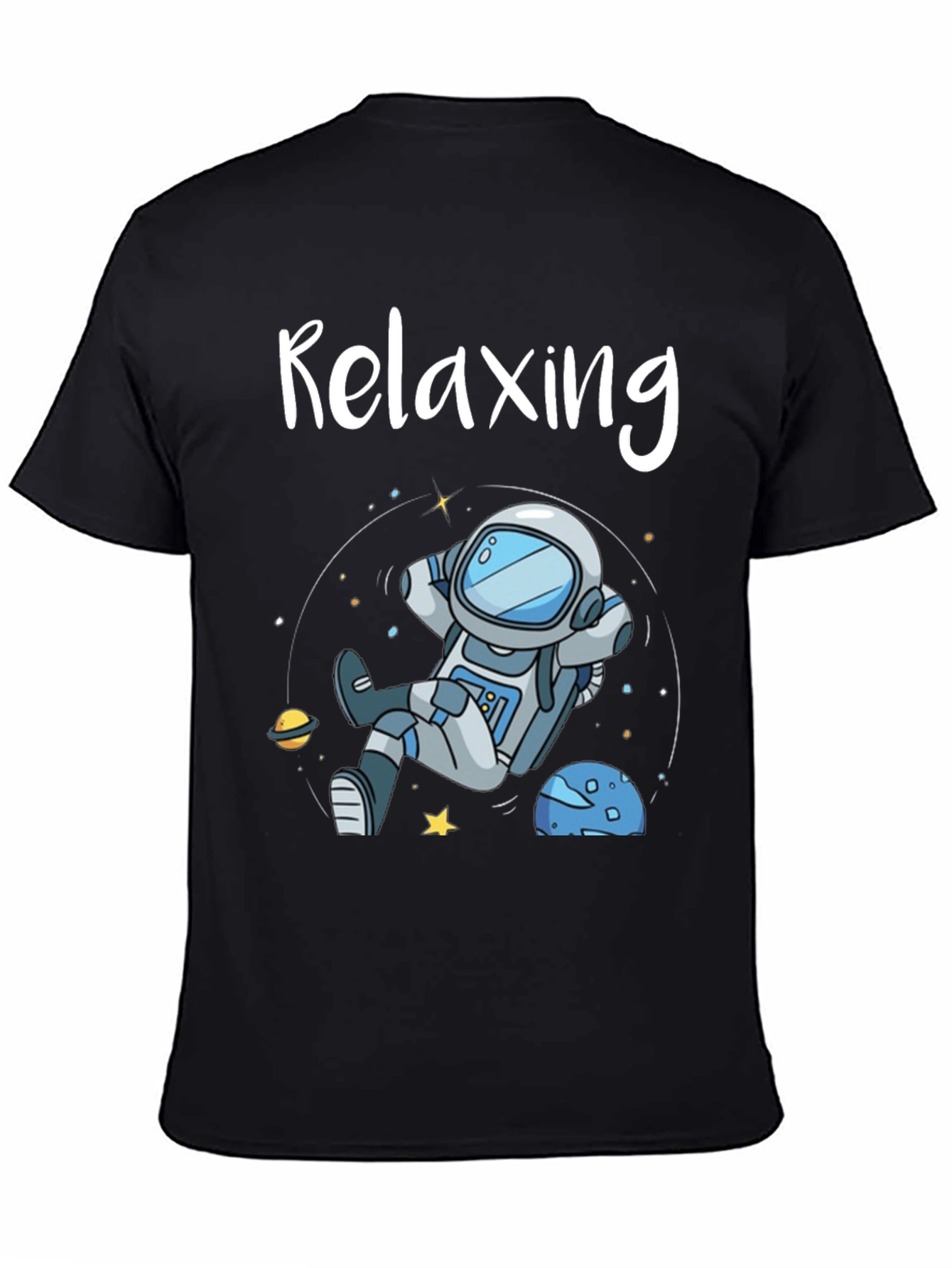Black Relaxing Astronaut Graphic T-Shirt view 4