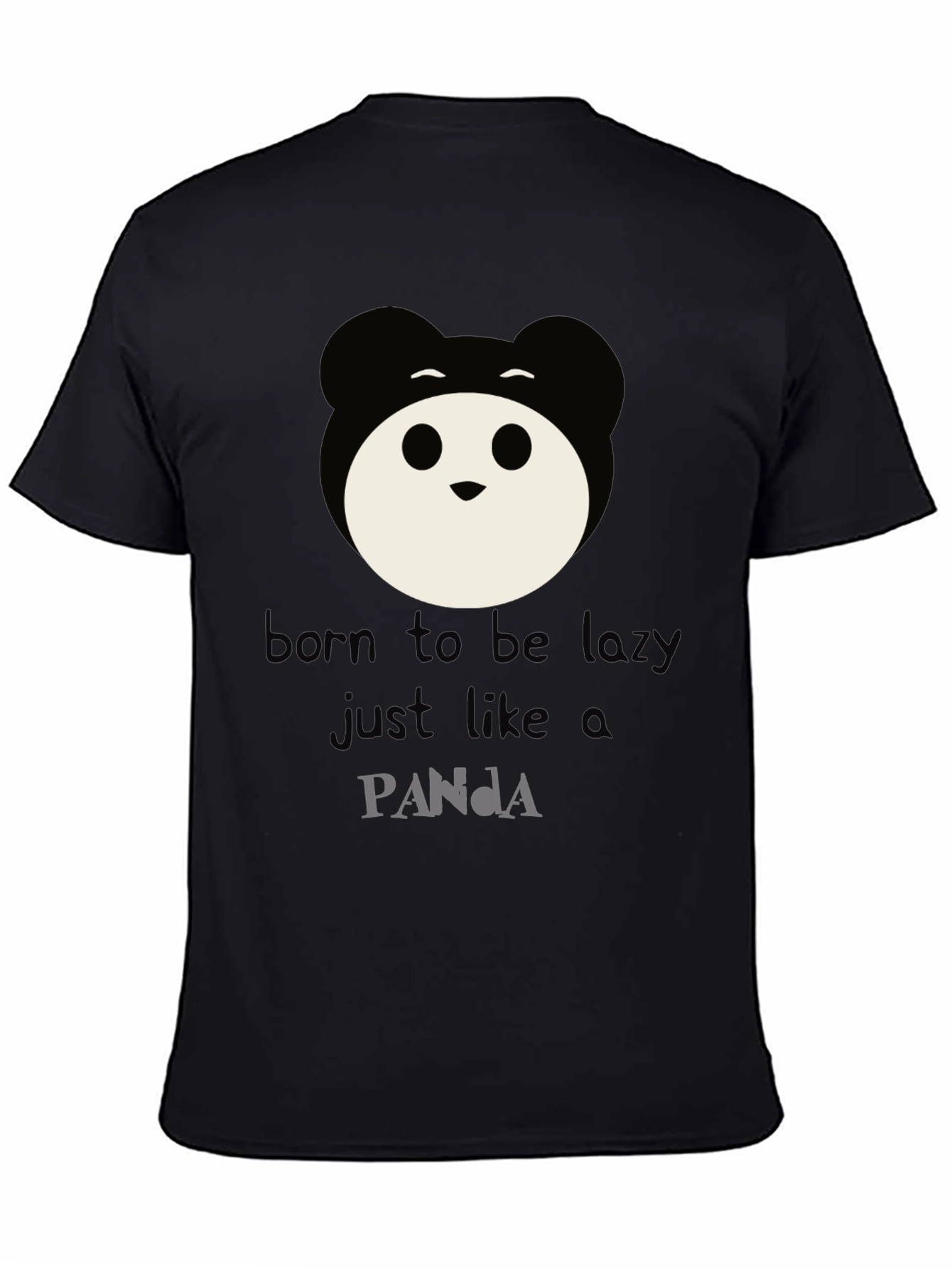 Black Born to Be Lazy Panda Graphic Tee view 4