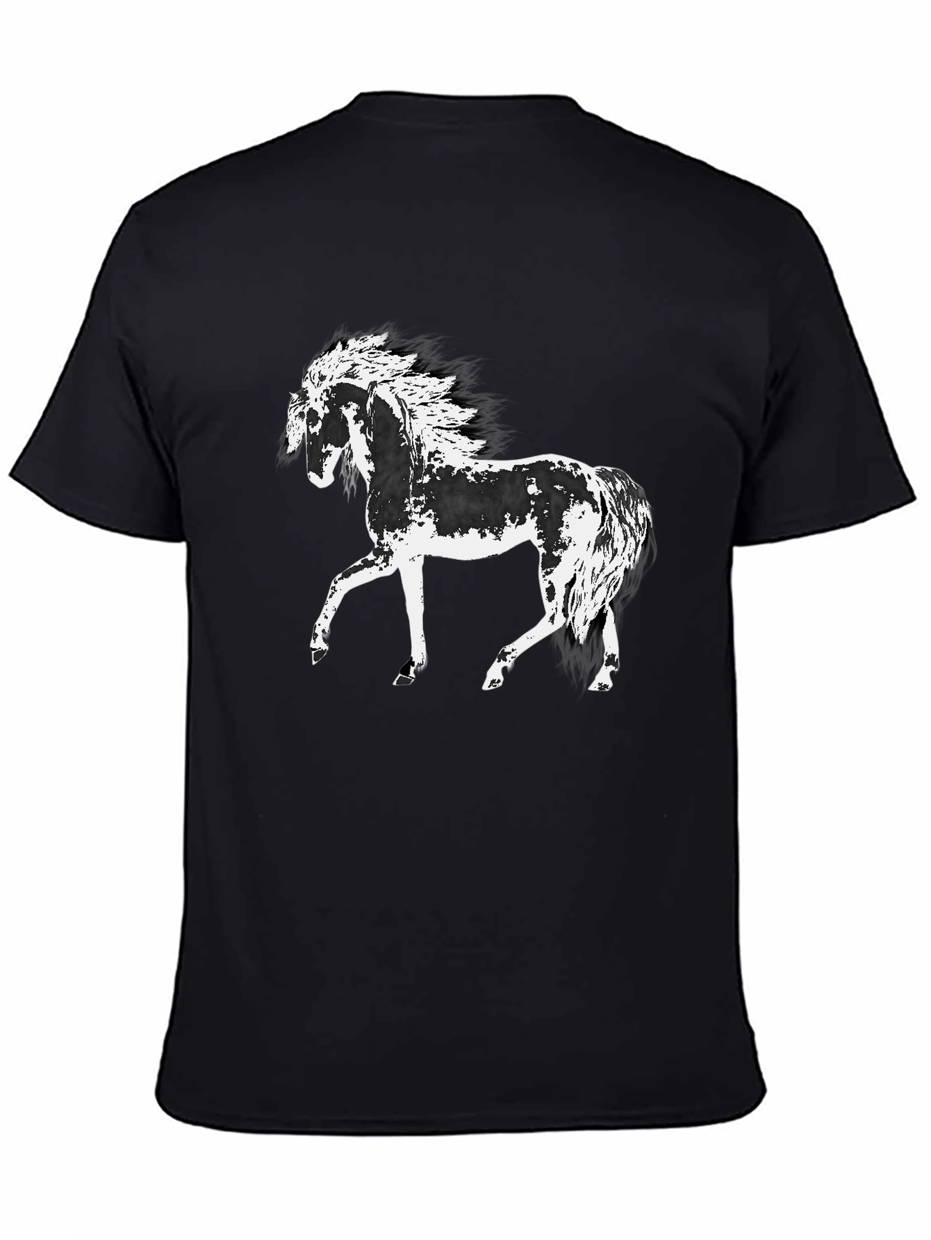 Black Horse Graphic Tee - Black Cotton T-Shirt view 4