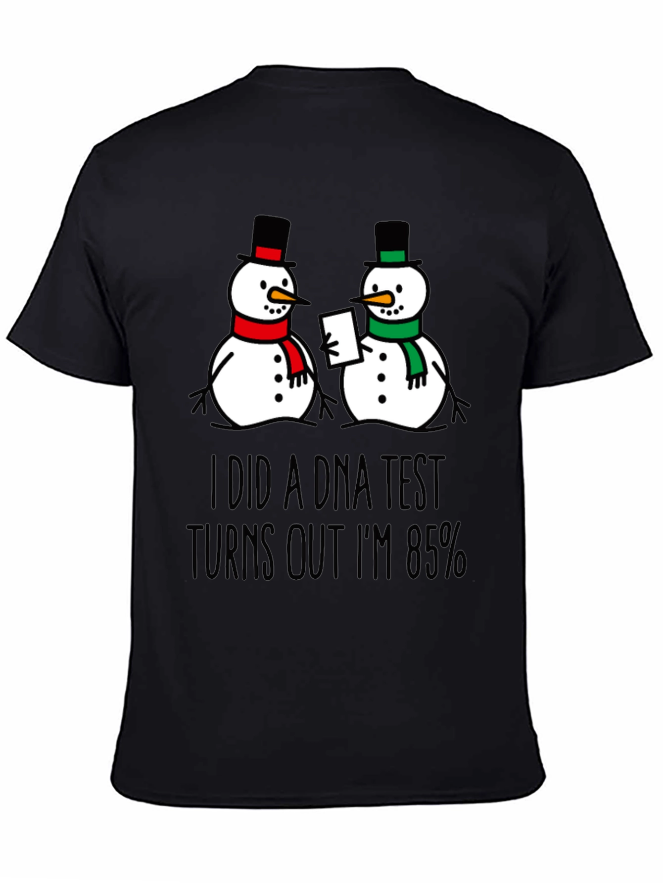 Black DNA Test Snowman Graphic Tee view 4