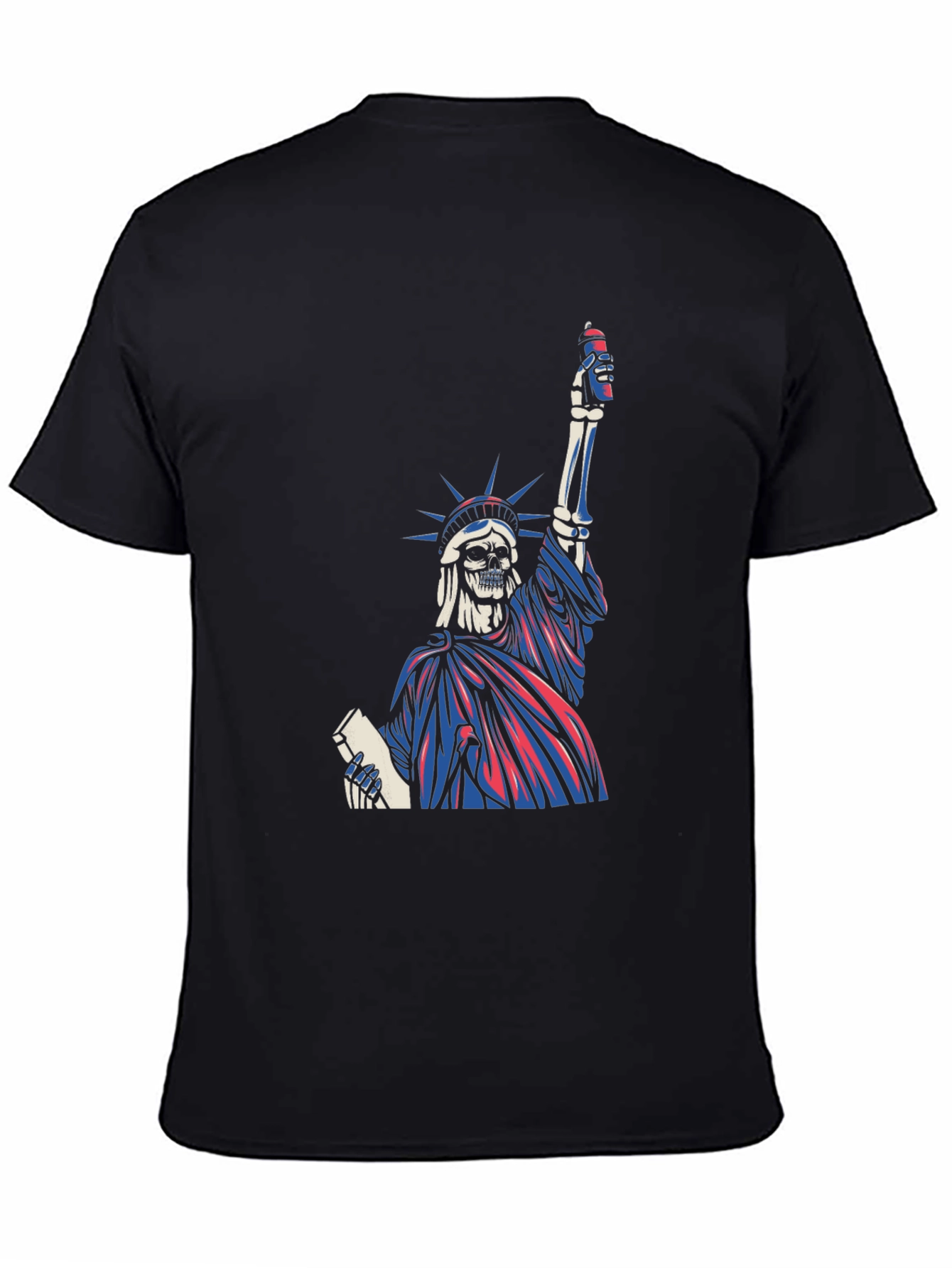 Black Statue of Liberty Skeleton Graphic T-Shirt view 4