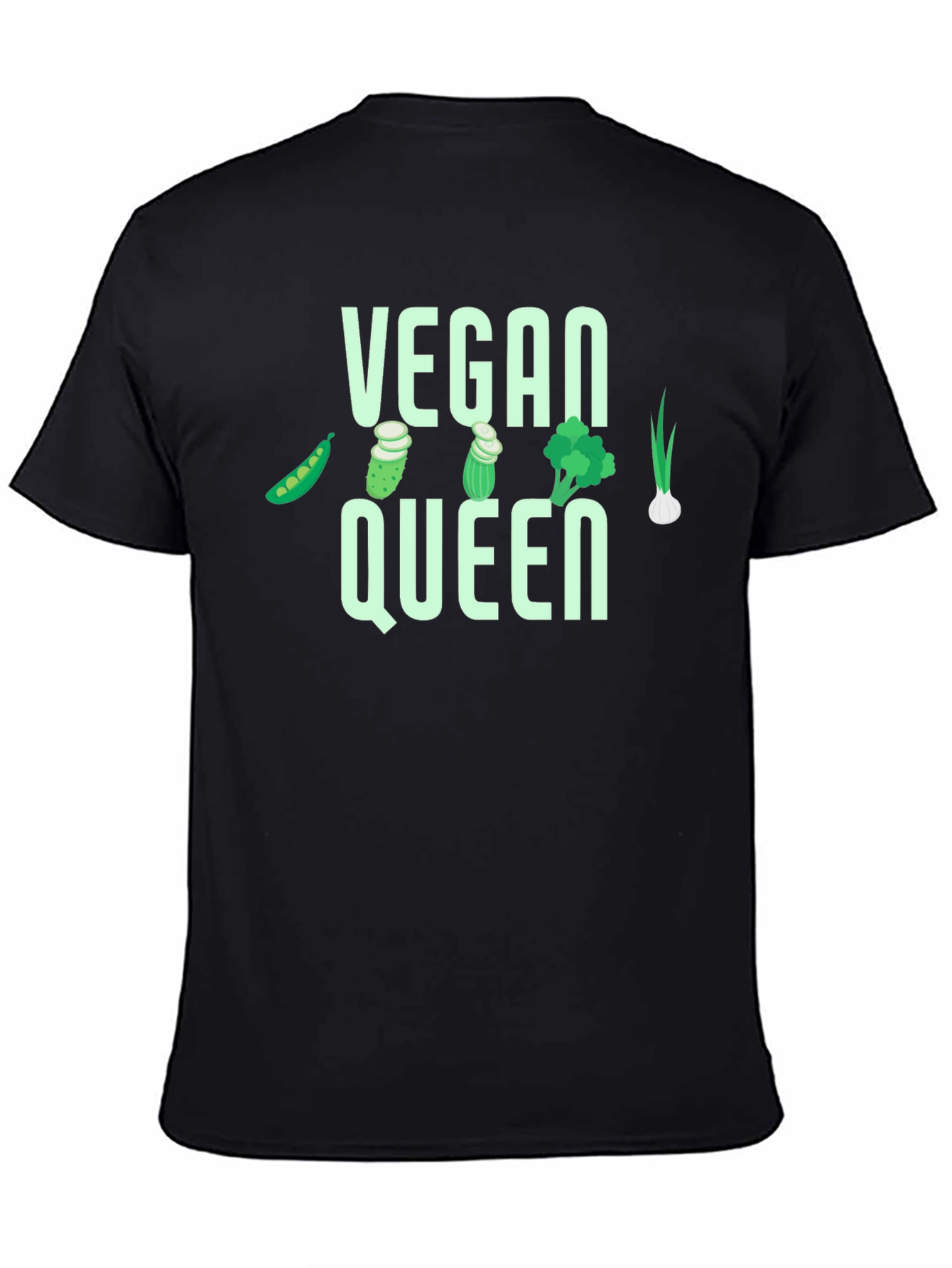Black Vegan Queen T-Shirt - Vegetable Graphic Tee view 4