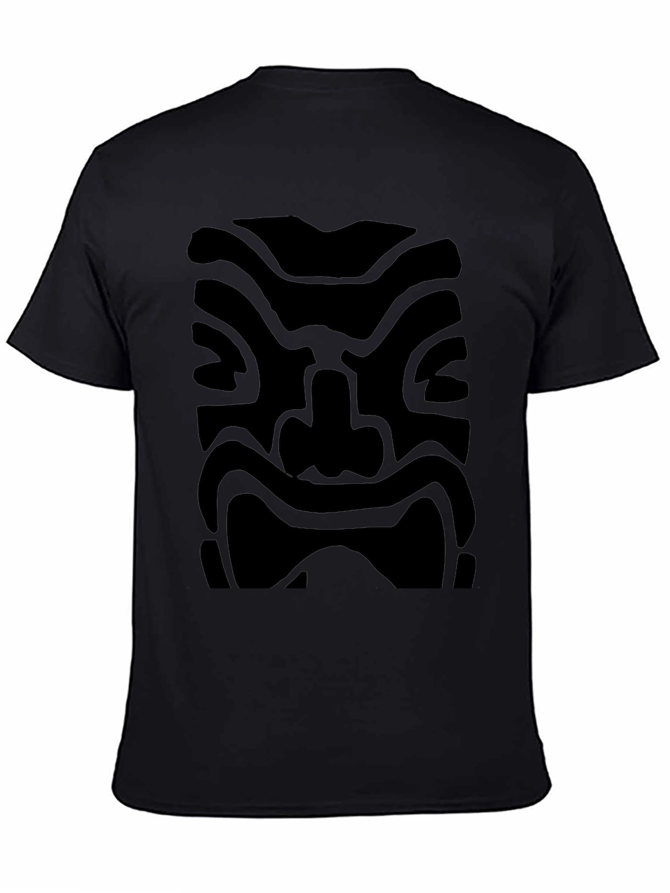 Black Abstract Face Graphic Black T-Shirt view 4