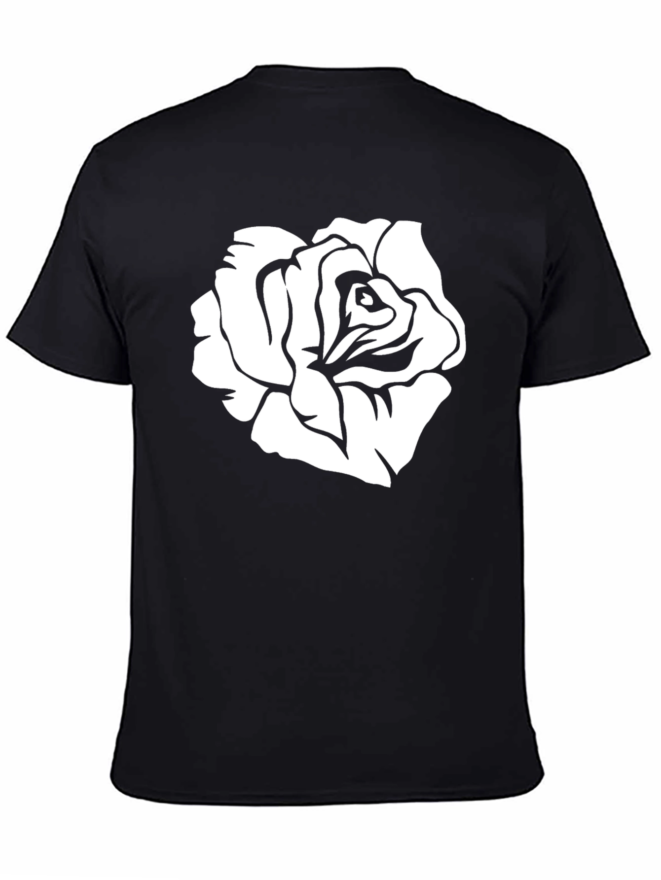 Black Black T-Shirt with White Rose Graphic view 4