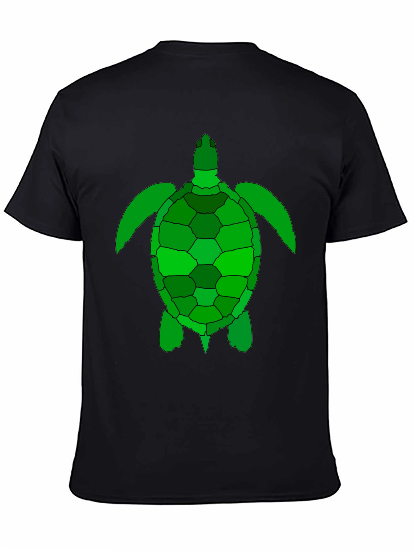 Black Green Sea Turtle Graphic Tee - Black Cotton T-Shirt view 4