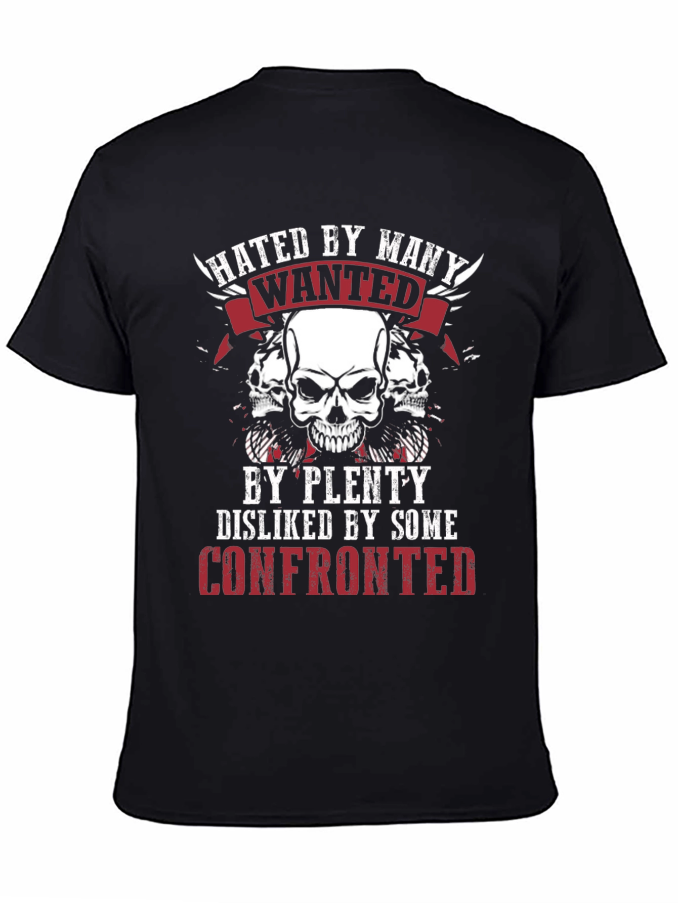 Black Hated By Many Skull Graphic T-Shirt view 4