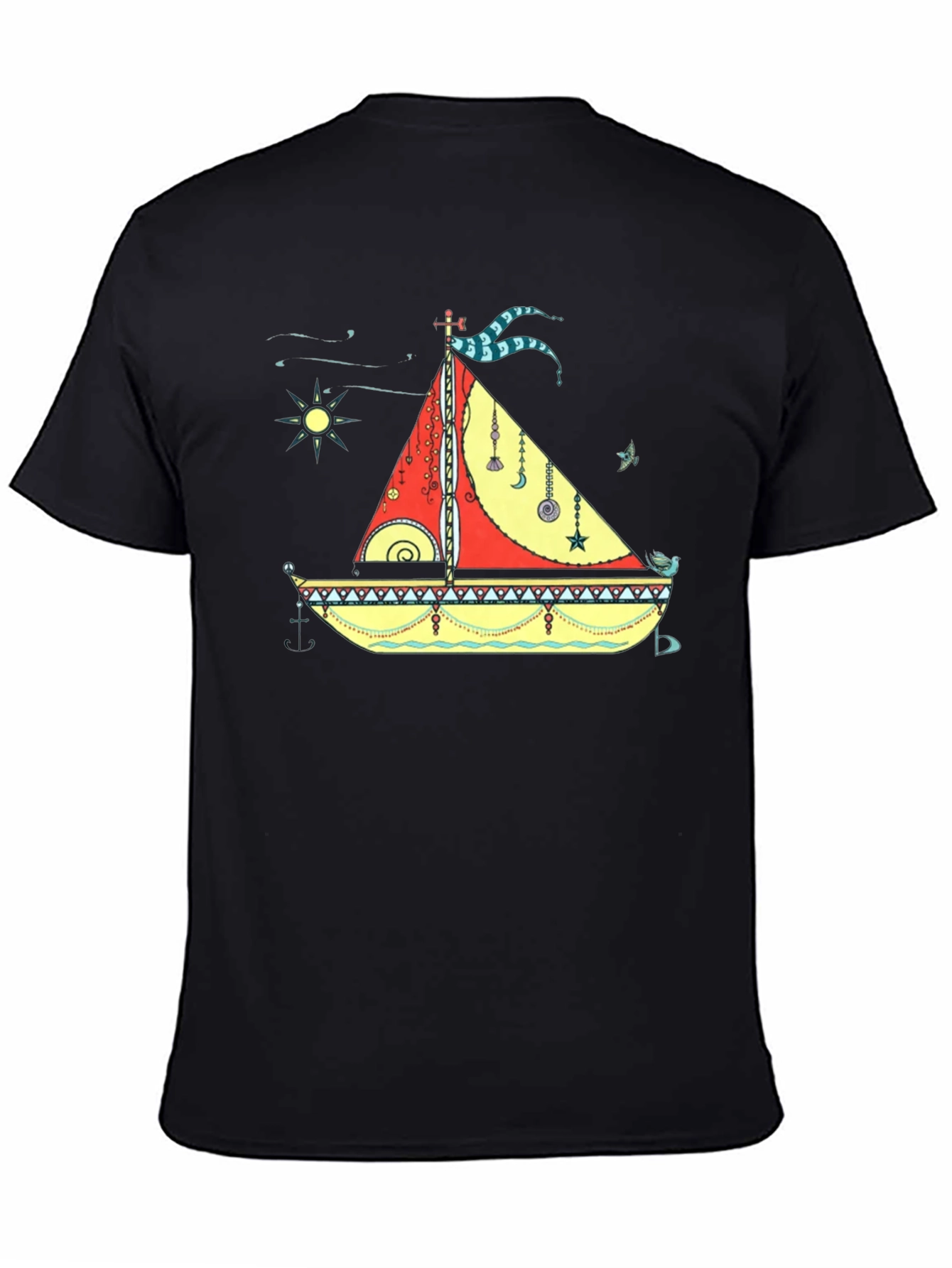 Black Sailboat Graphic Black T-Shirt view 4