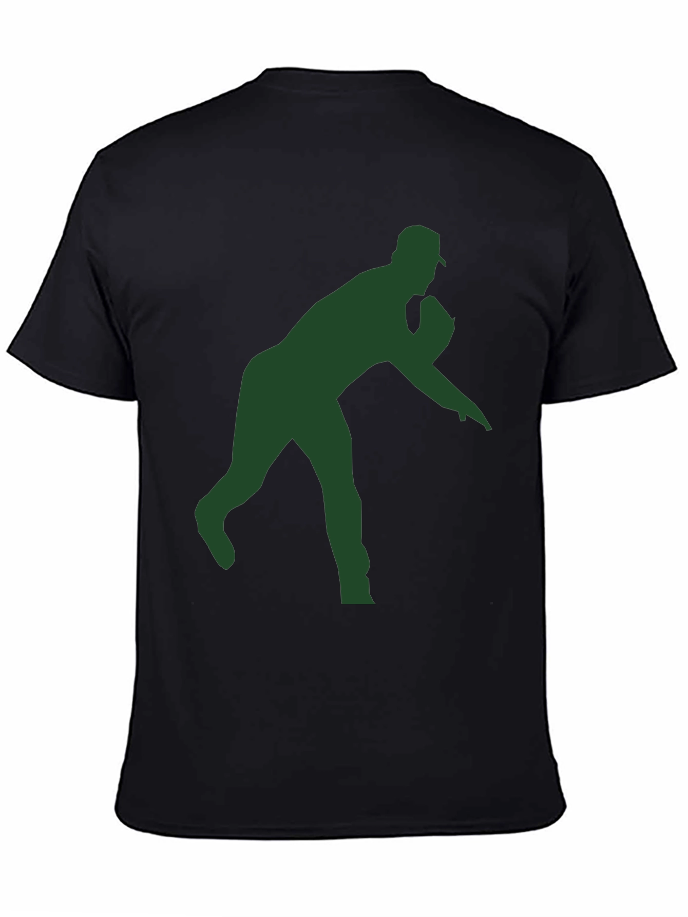 Black Baseball Pitcher Silhouette T-Shirt view 4