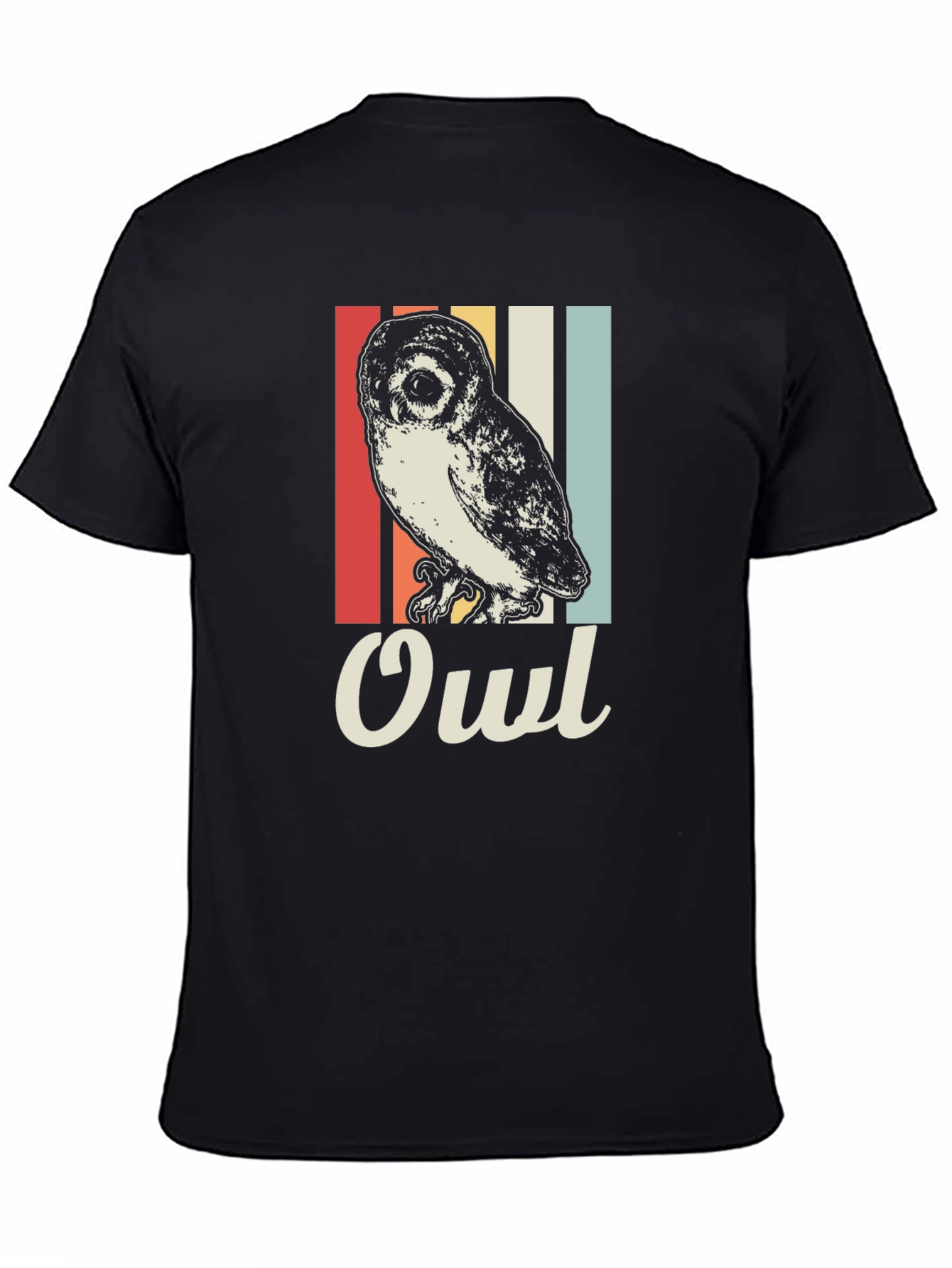 Black Retro Owl T-Shirt - Bird Lover Tee view 4