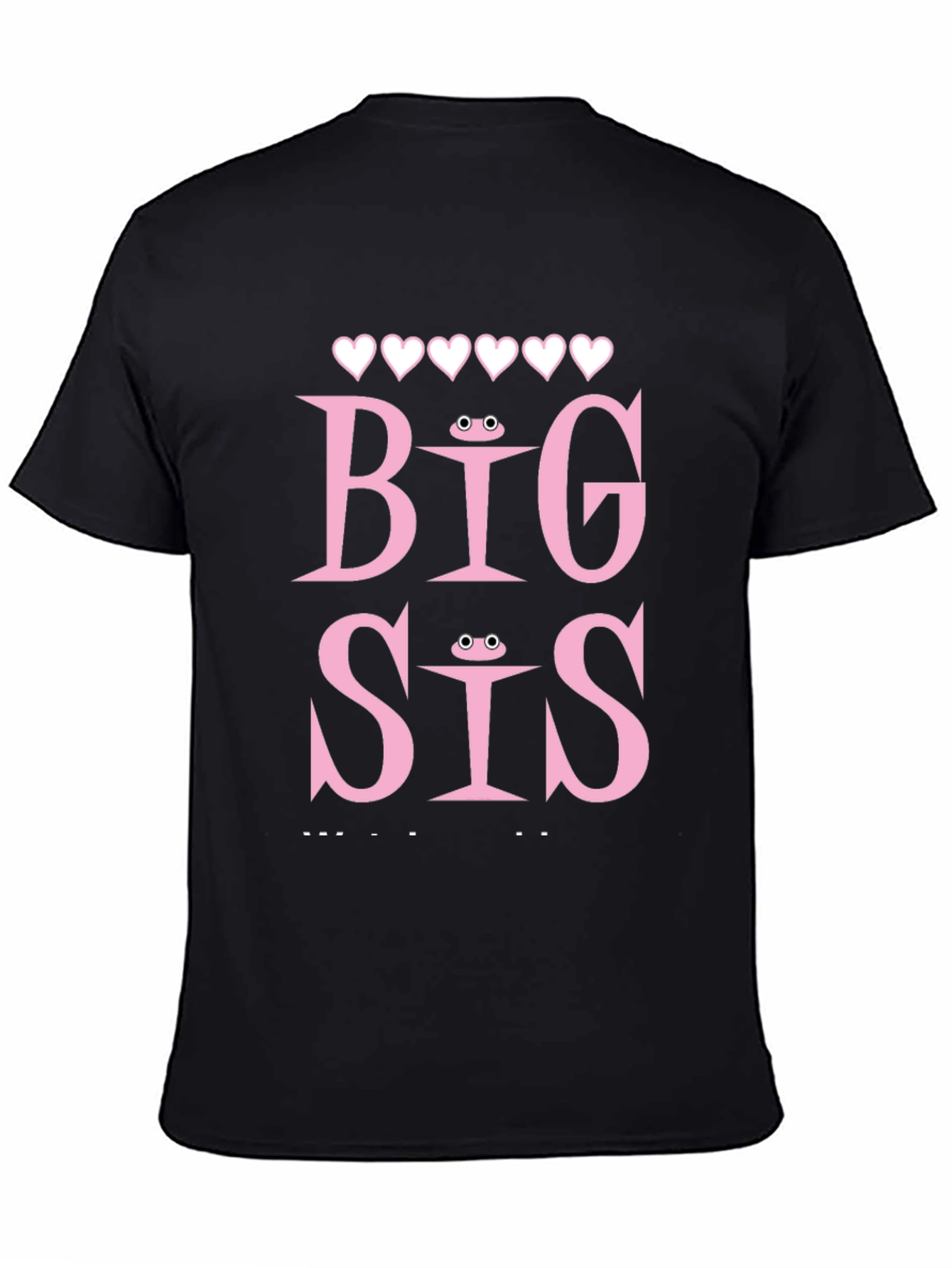 Black Big Sis T-Shirt, Frog Eye Detail view 4