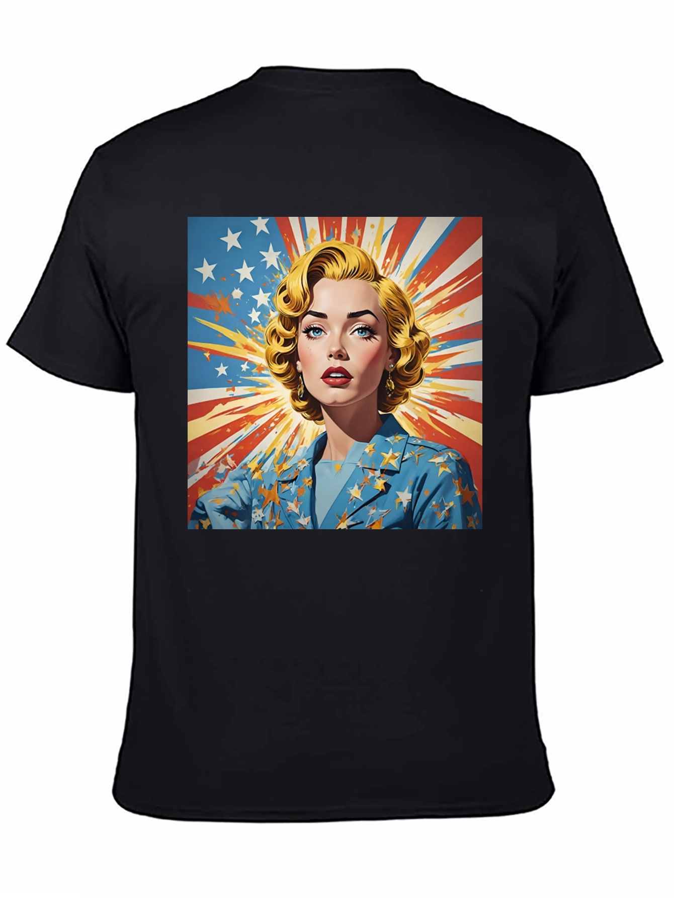 Black Retro Patriotic Woman T-Shirt - Vintage Americana Tee view 4