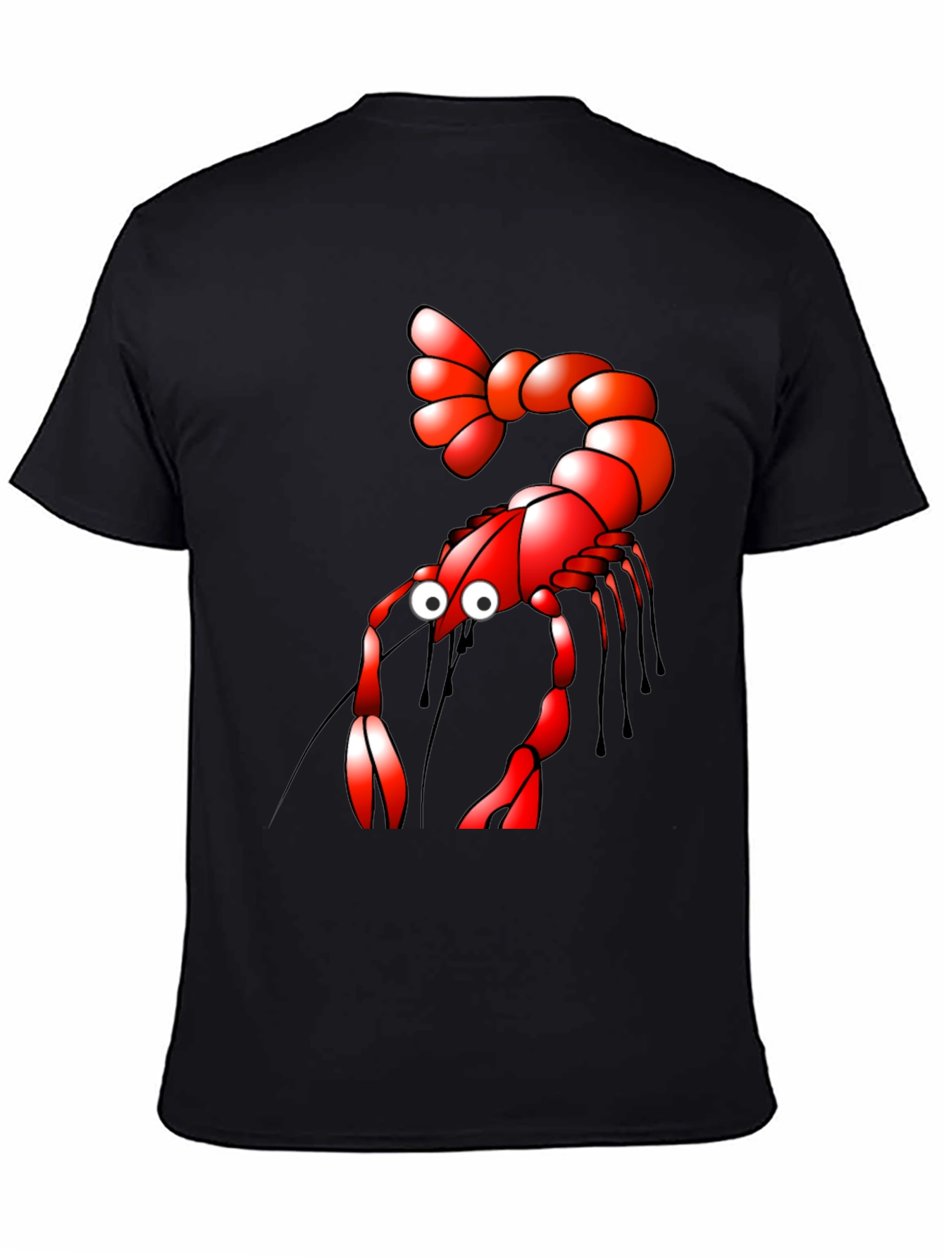 Black Shrimp Cartoon Graphic Tee - Black view 4