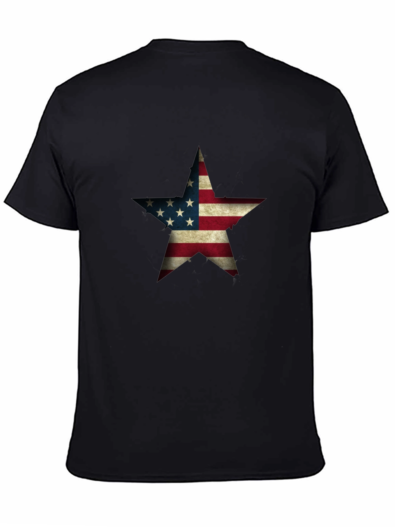 Black USA Flag Star Graphic Black T-Shirt view 4