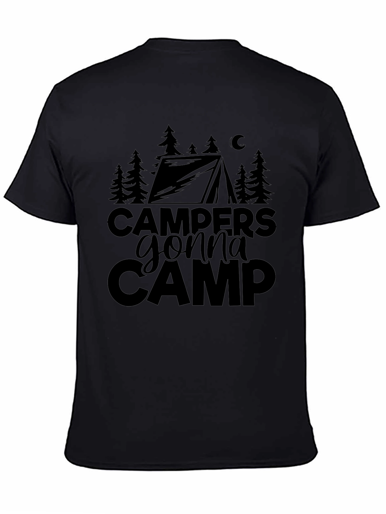 Black Campers Gonna Camp Graphic Tee - Black Cotton T-Shirt view 4
