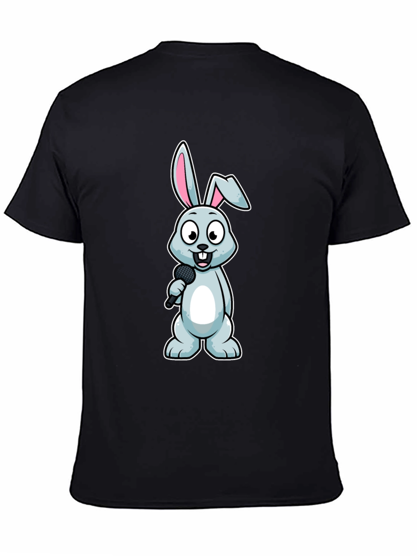 Black Bunny Singer T-Shirt - Black Cotton Tee view 4