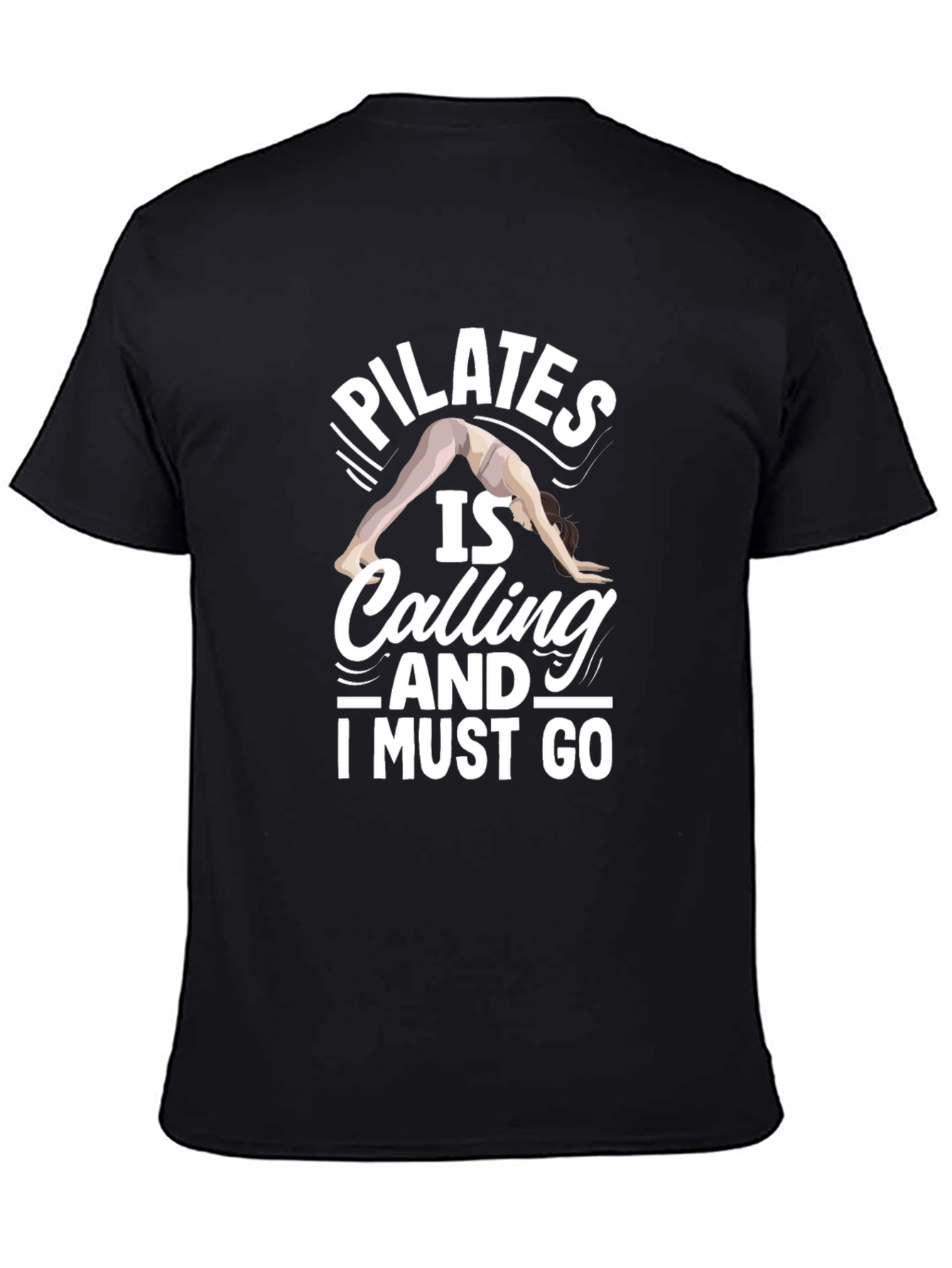 Black Pilates Is Calling Graphic Tee - Soft Black Cotton Shirt view 4