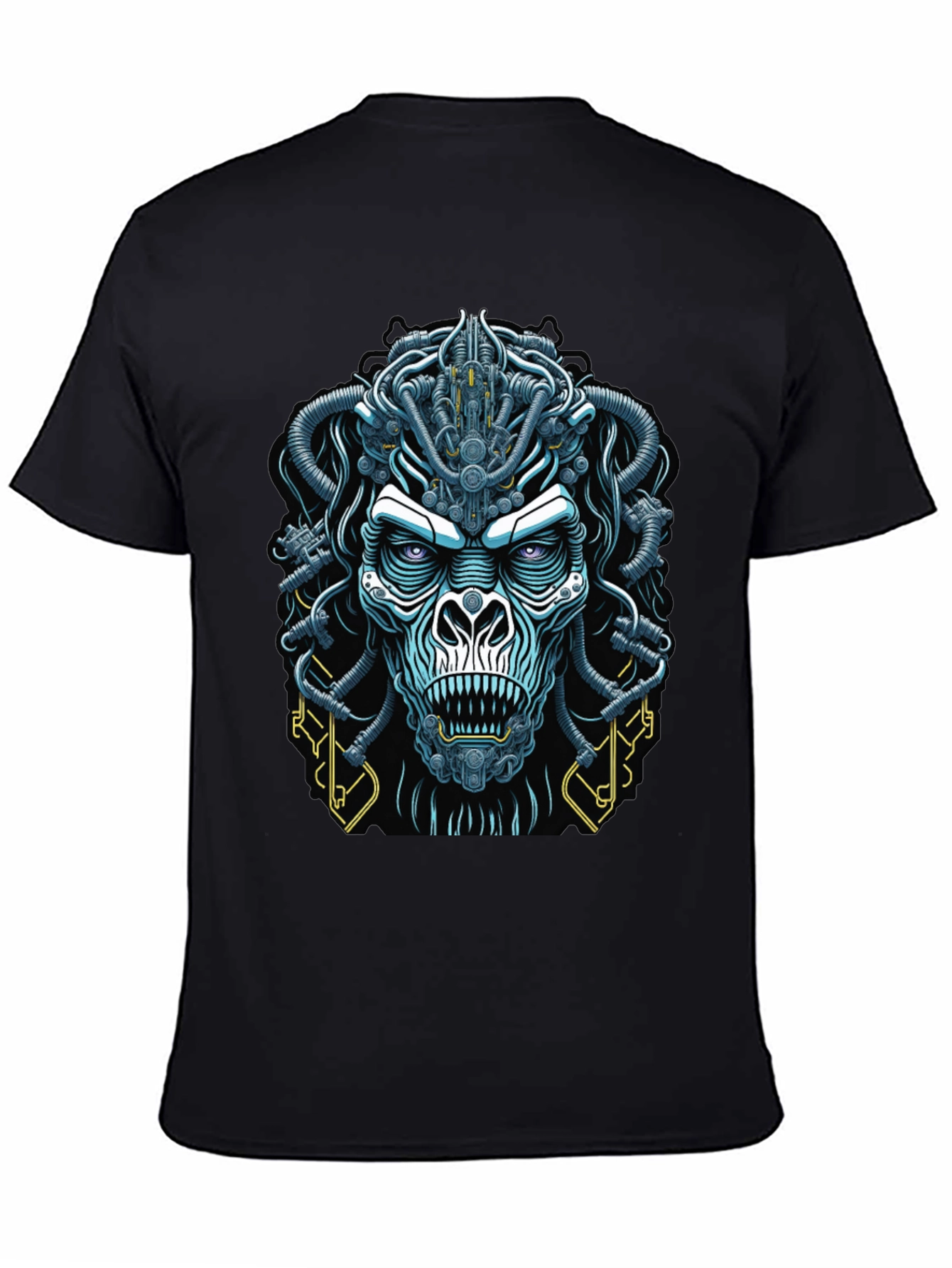 Black Cyberpunk Gorilla Graphic Tee - Bold Black view 4