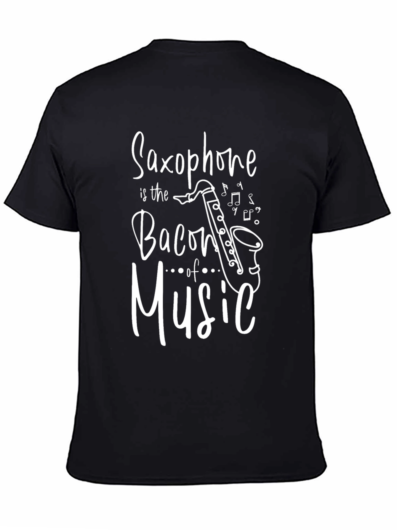 Black Saxophone is the Bacon of Music Graphic T-Shirt view 4