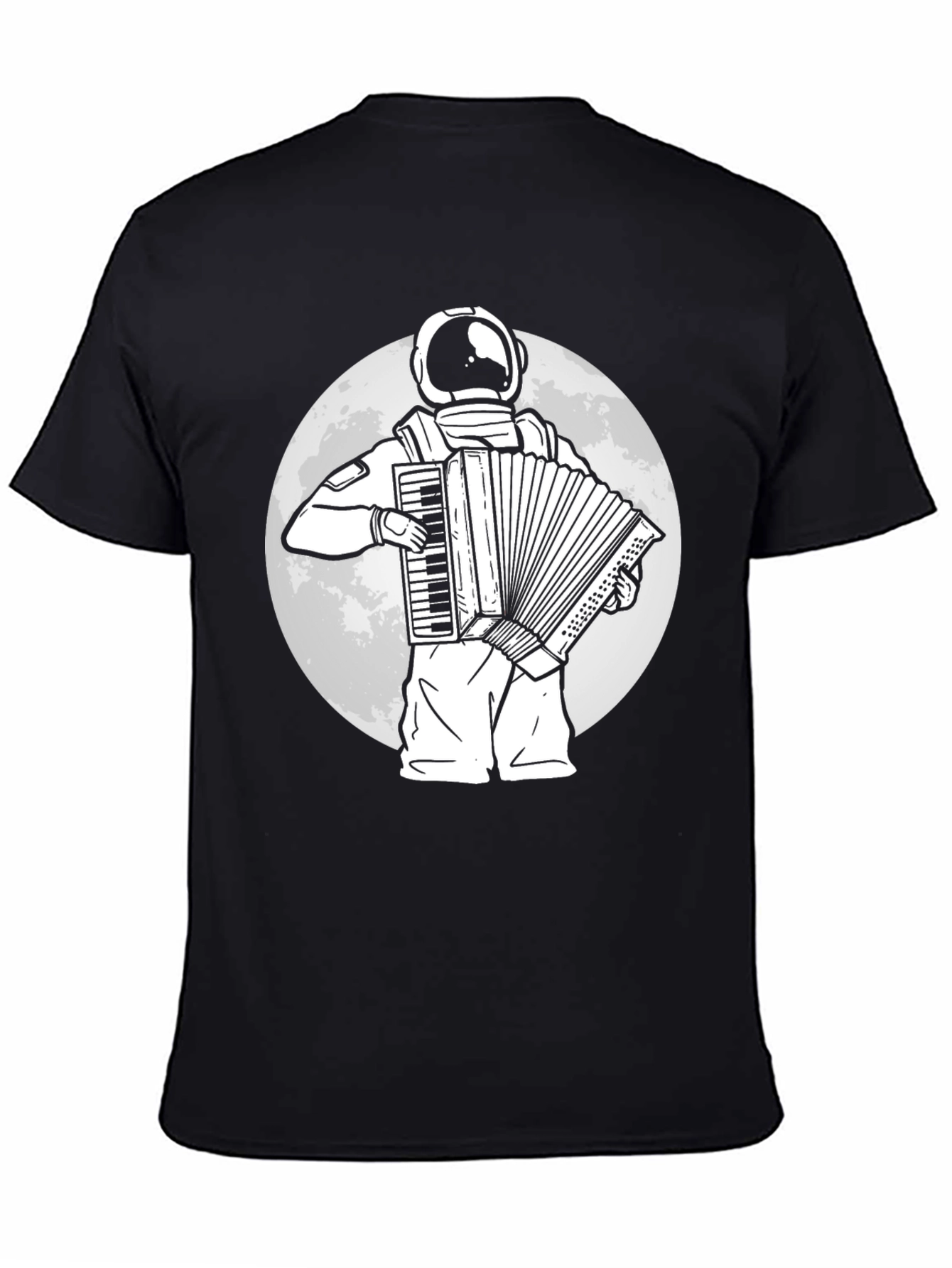 Black Astronaut Accordion Player Graphic Tee view 4