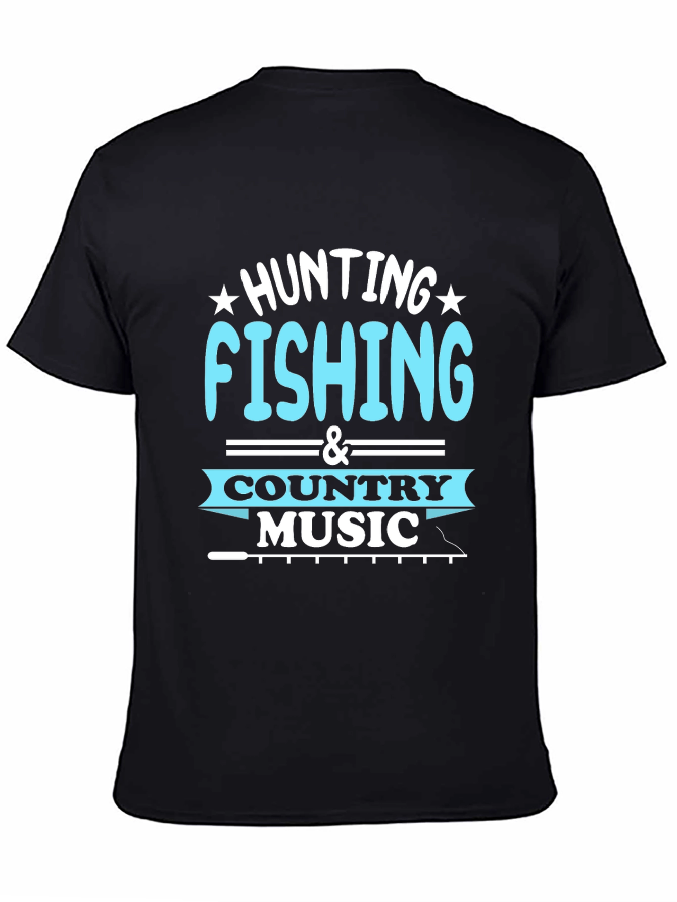 Black Hunting Fishing Country Music T-Shirt view 4