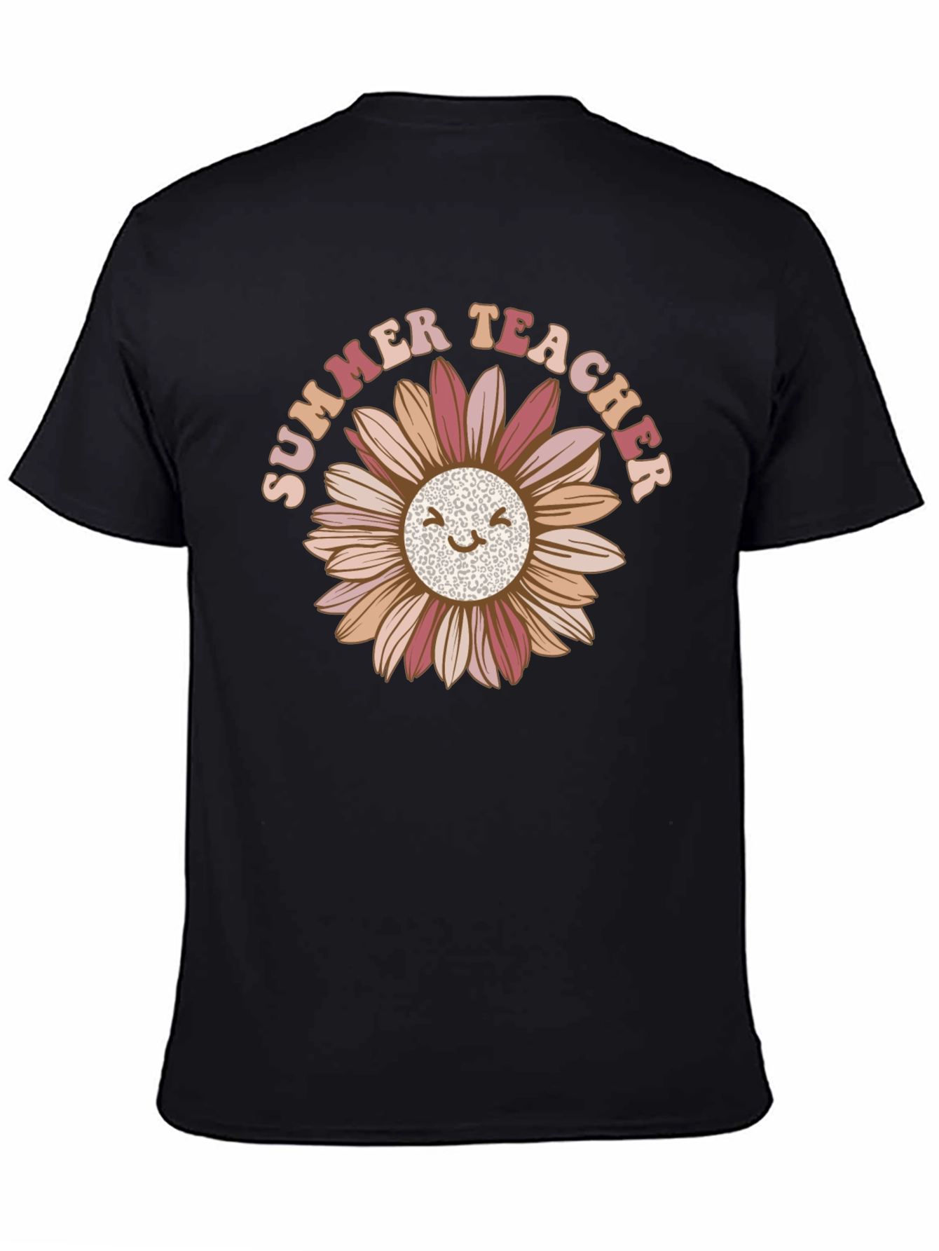 Black Summer Teacher Graphic Tee - Floral Design view 4